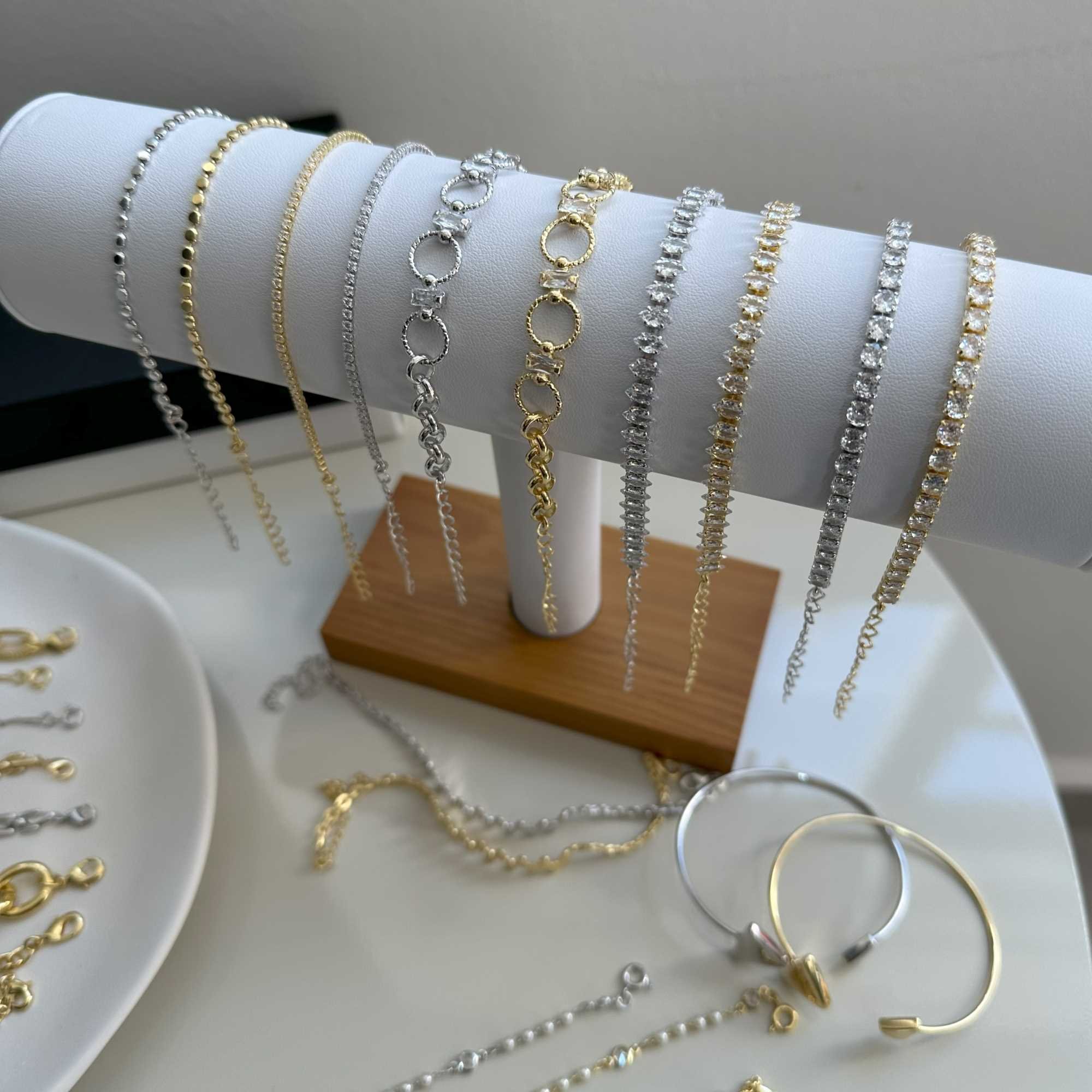 Pulseira Folheado a Ouro 18k Riviera Ponto de Luz Transparente 2mm Ouro 18k 3