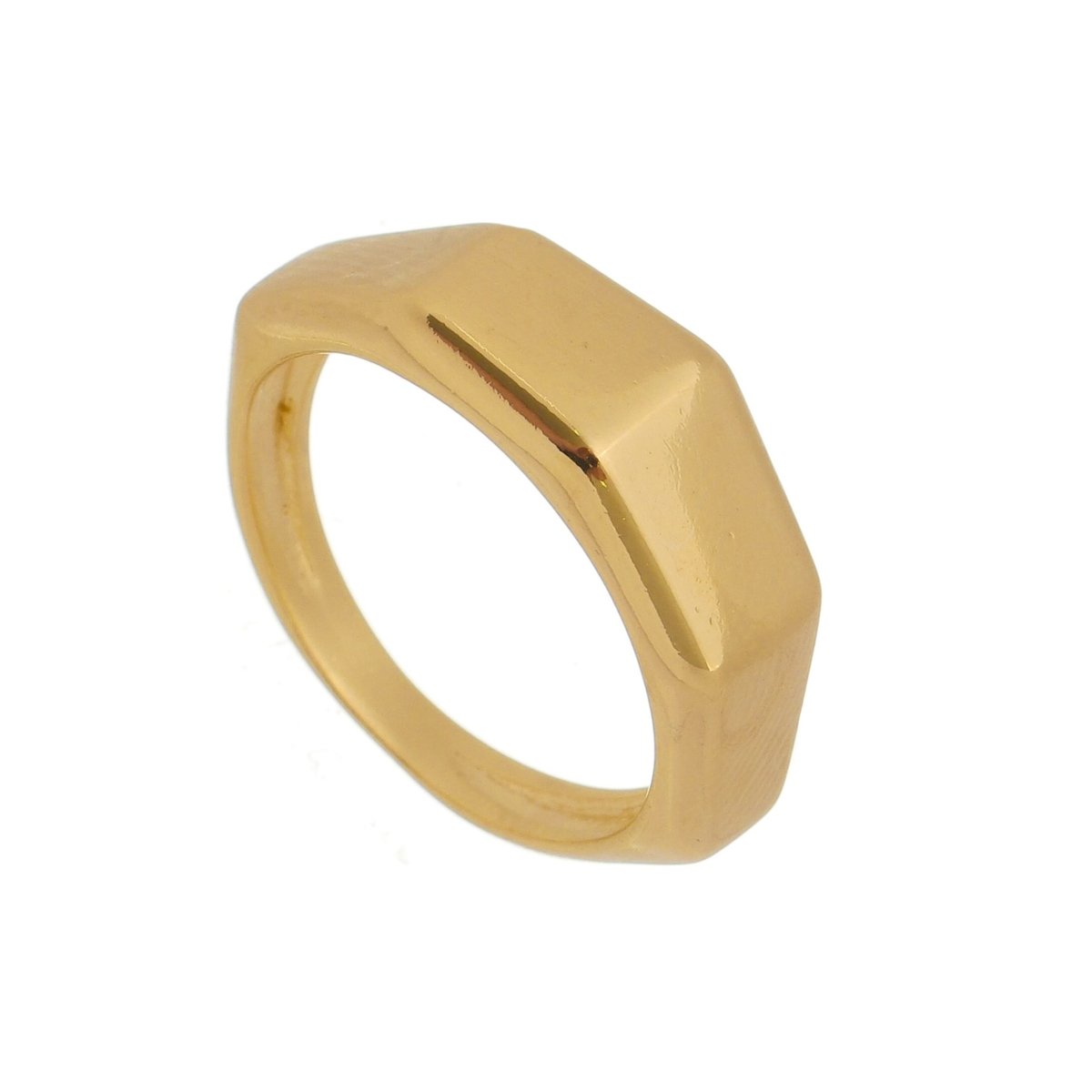 Anel Folheado a Ouro 18k Grosso Geométrico Chapas Lisas Dourado 1