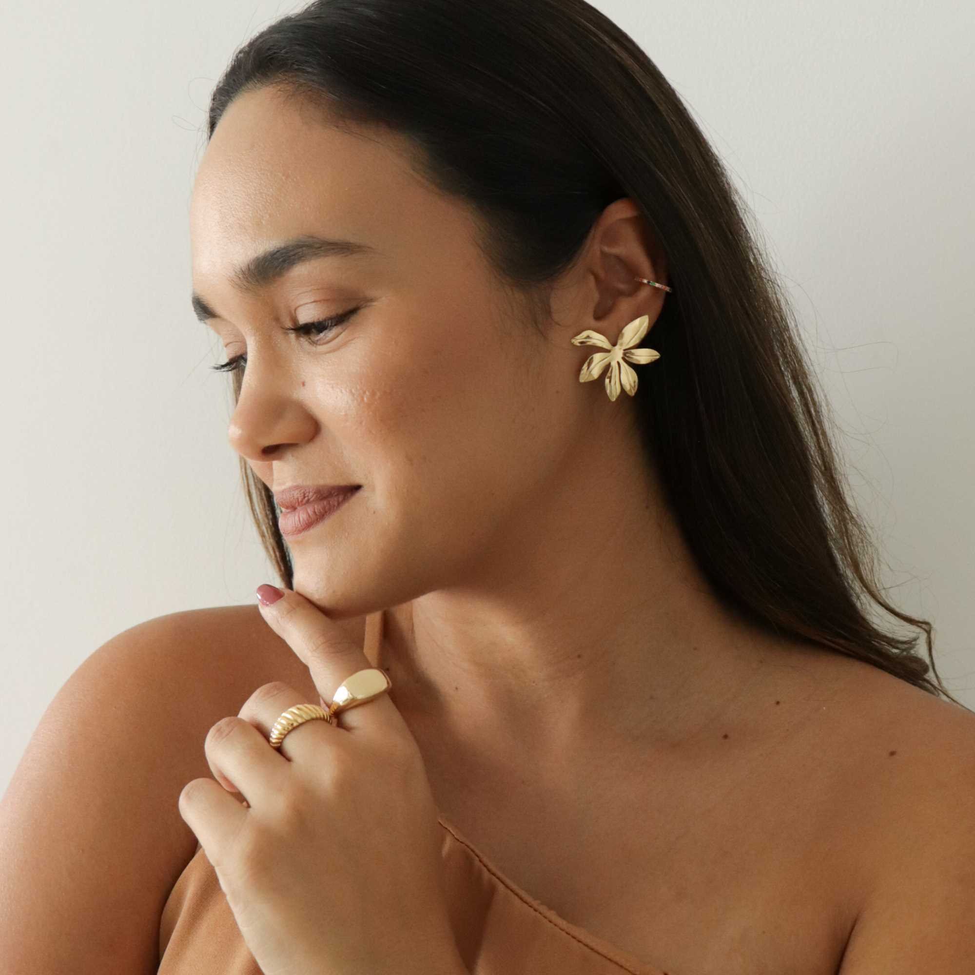 Anel Folheado a Ouro 18k Chapa Quadrado Lisa Dourado 15