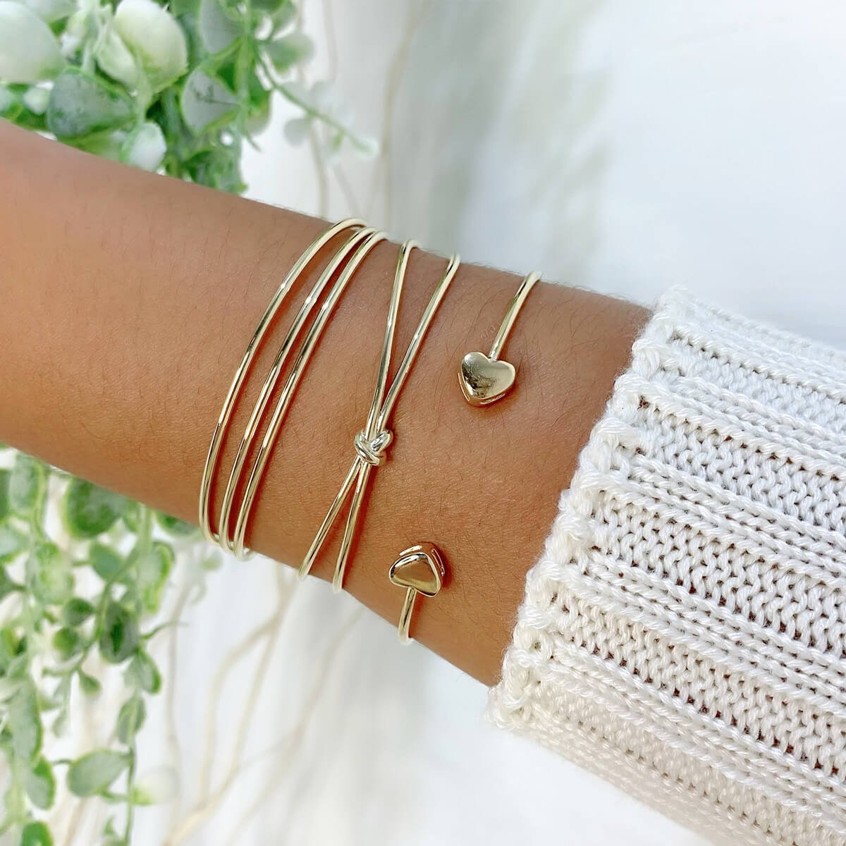 Bracelete Folheado a Ouro 18k Aro Duplo e Nó Ouro 18k 3