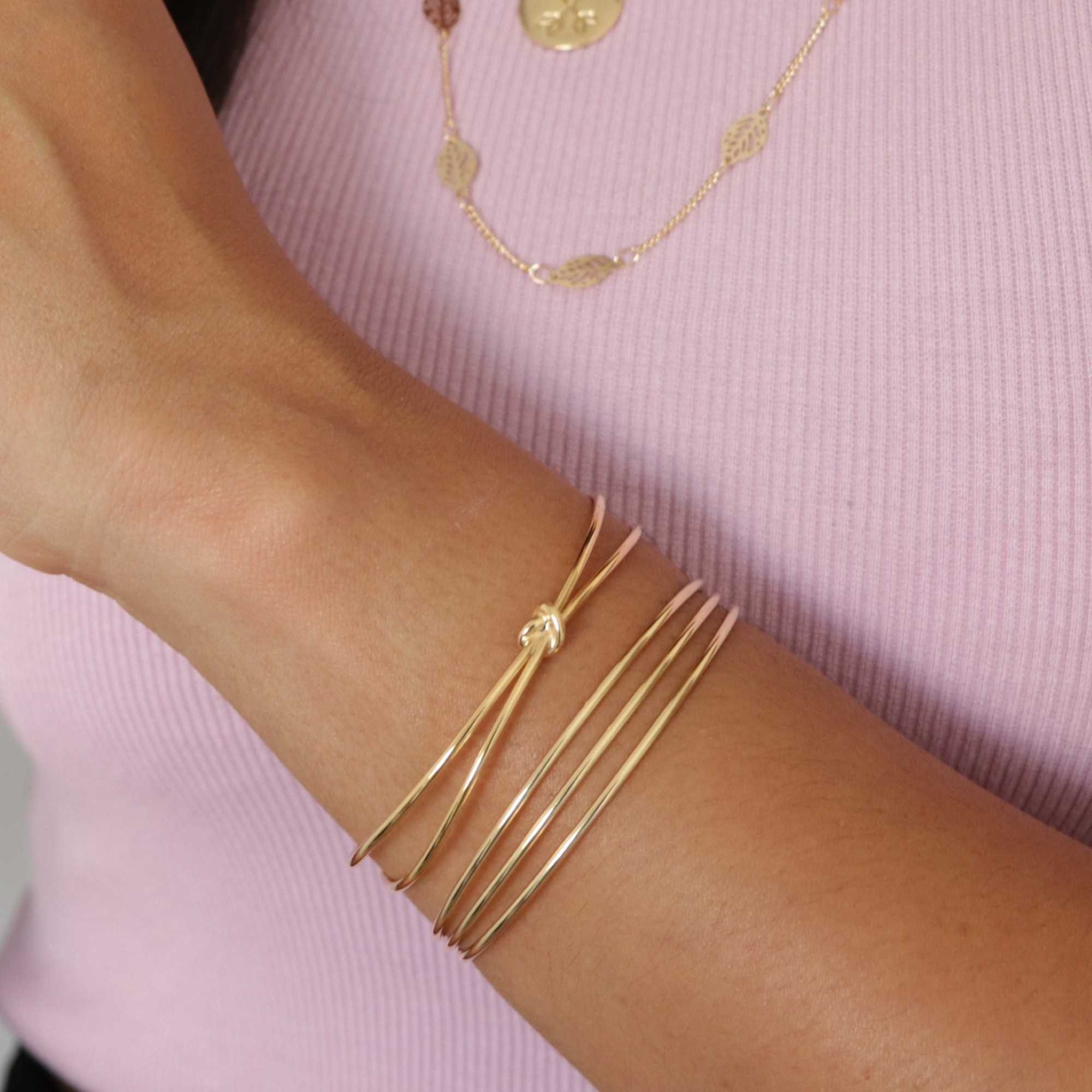Bracelete Folheado a Ouro 18k Aro Duplo e Nó Ouro 18k 4