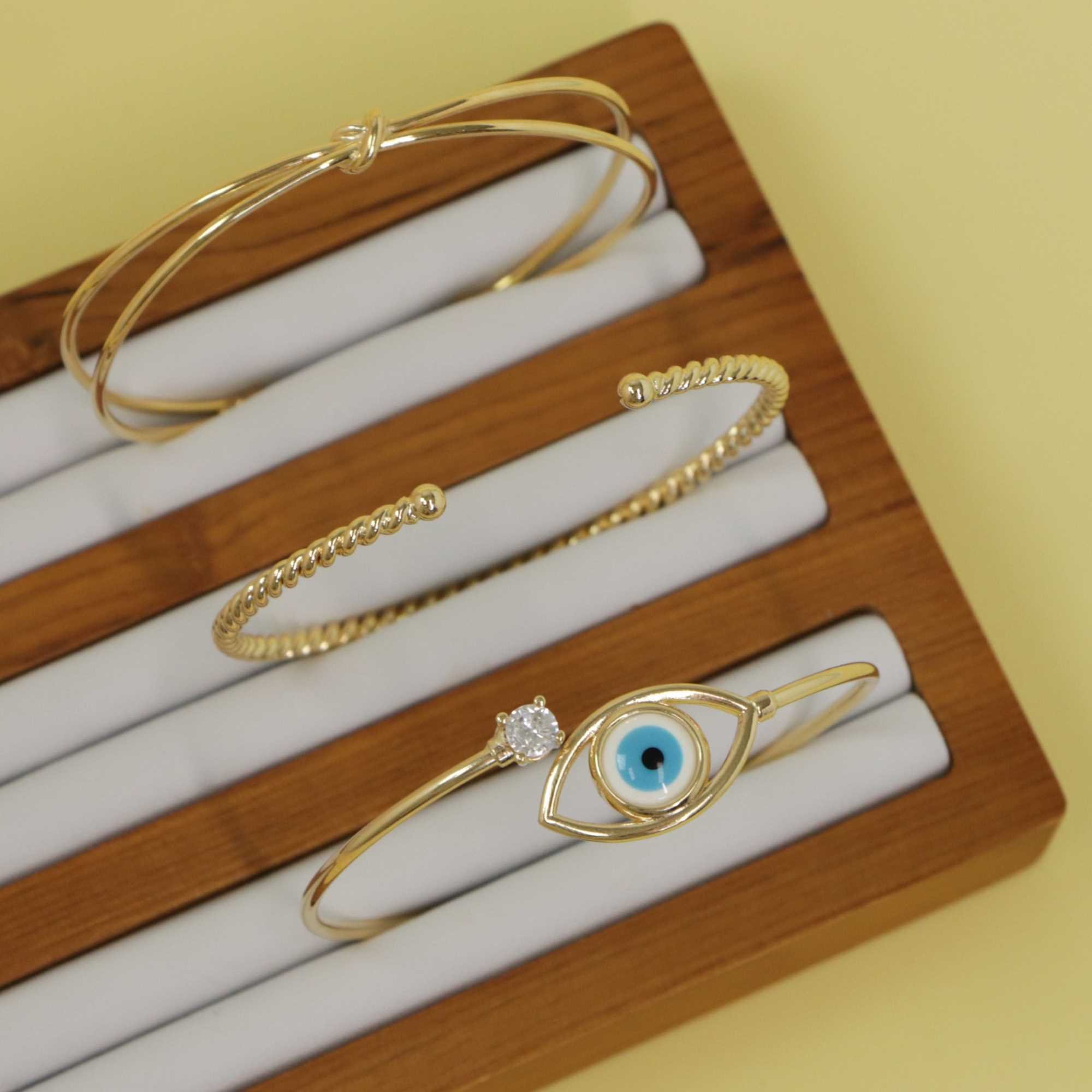 Bracelete Folheado a Ouro 18k Aro Duplo e Nó Ouro 18k 5