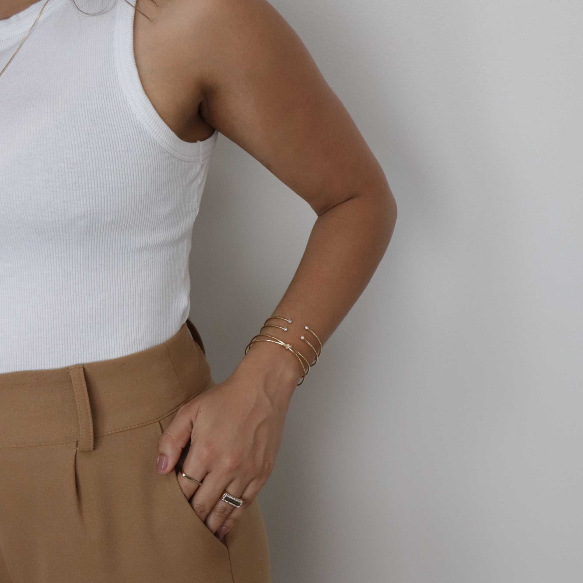 Bracelete Folheado a Ouro 18k Aro Duplo e Nó Ouro 18k 8