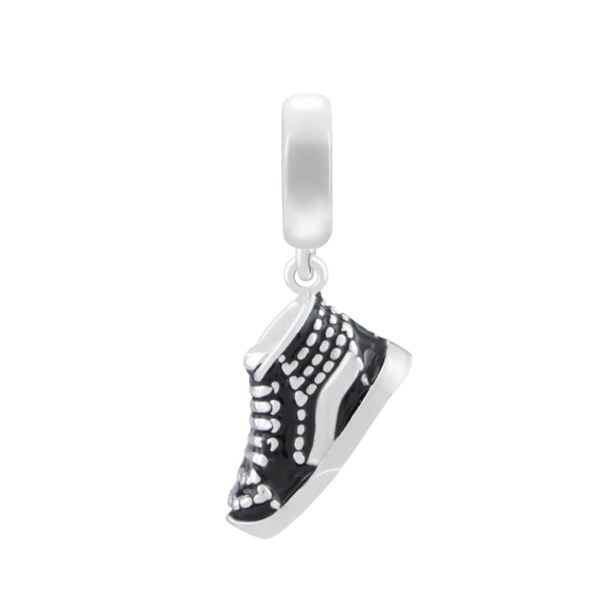 Berloque Prata 925 Tênis Preto e Branco