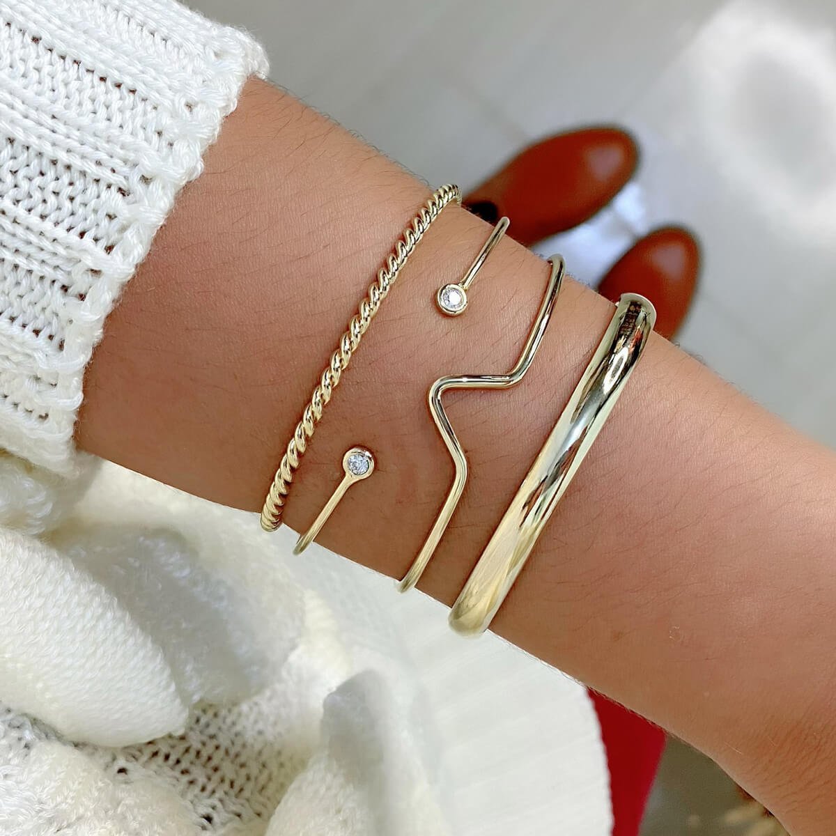 Bracelete Folheado a Ouro 18k Aro Liso Grosso 6mm Ouro 18k 3