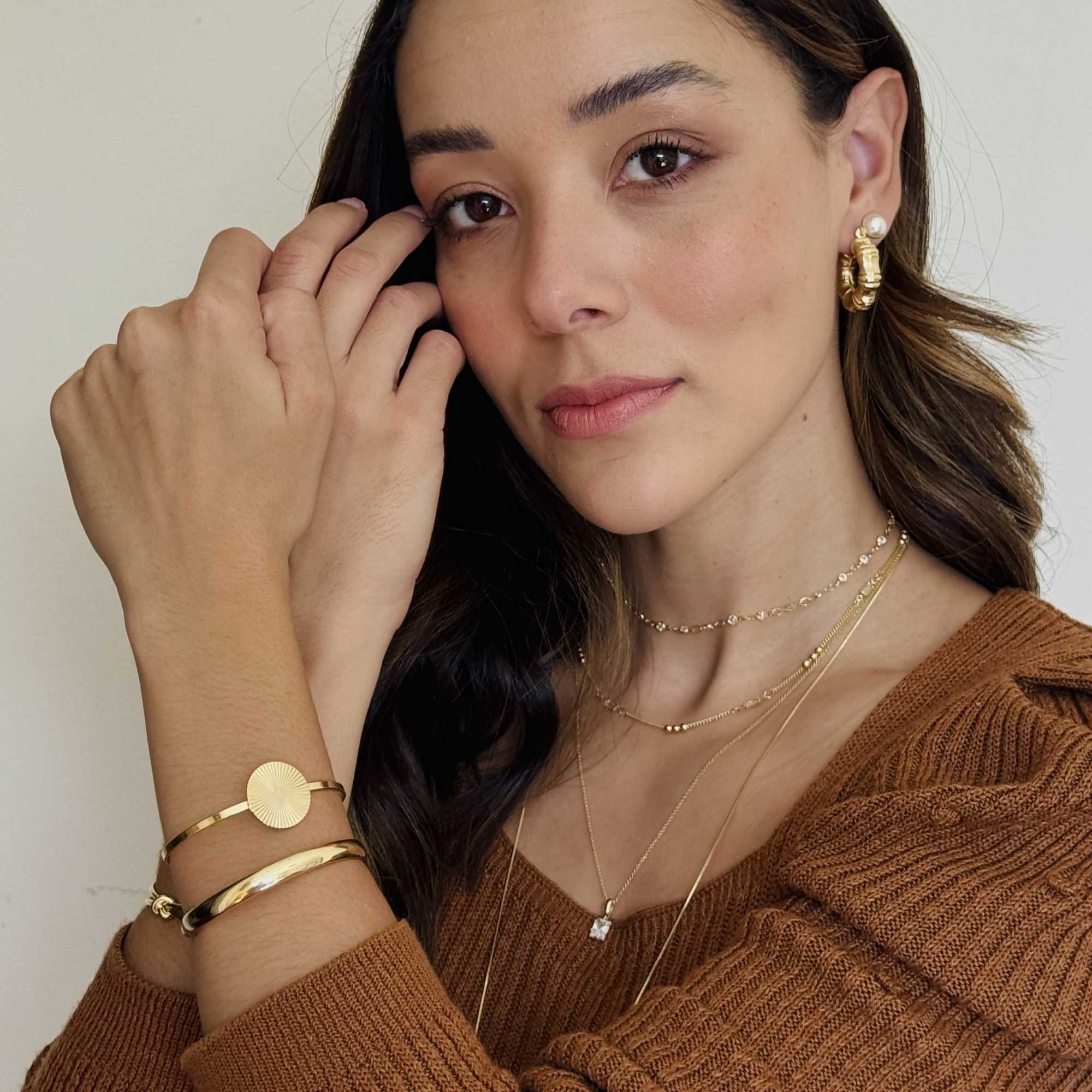 Bracelete Folheado a Ouro 18k Aro Liso Grosso 6mm Ouro 18k 8