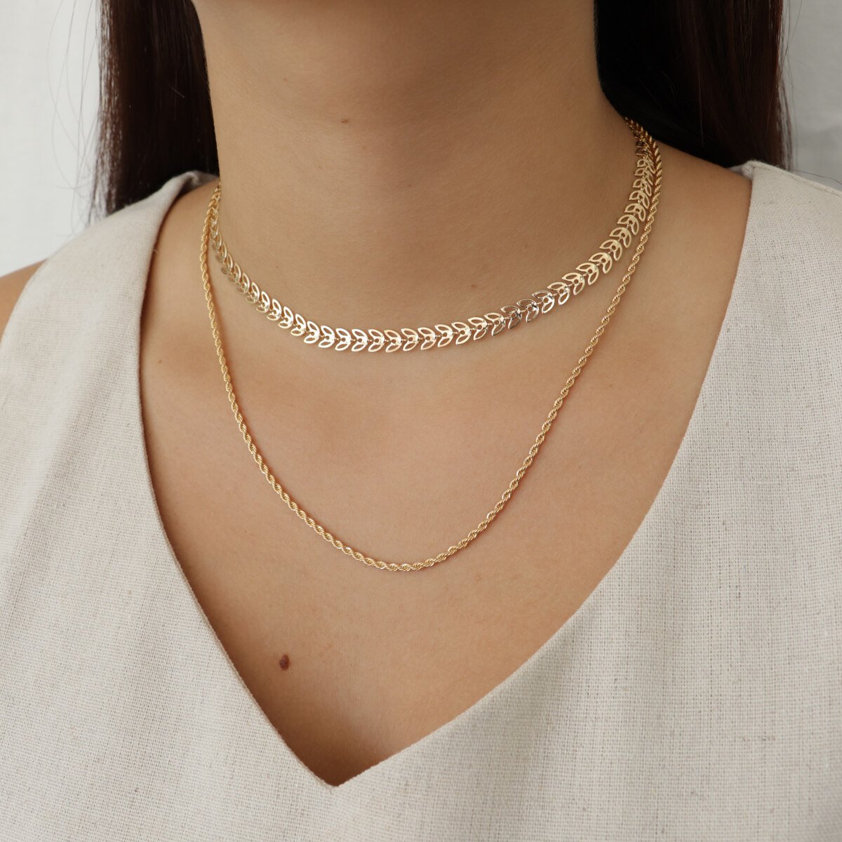 Choker Folheado a Ouro 18k Folhas  Dourado 4