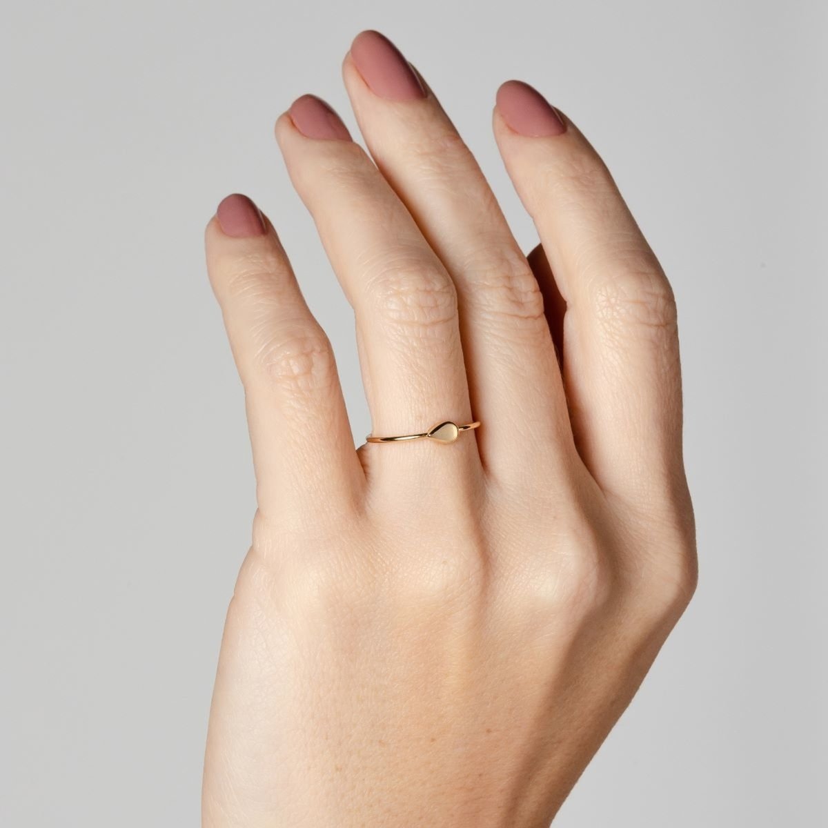 Anel Folheado a Ouro 18k Gota Liso P Dourado 3