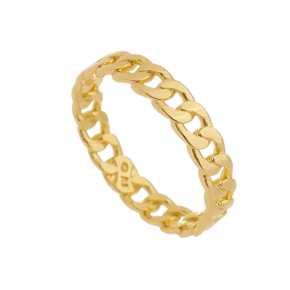 Anel Folheado a Ouro 18k Elo Groumet Dourado 1
