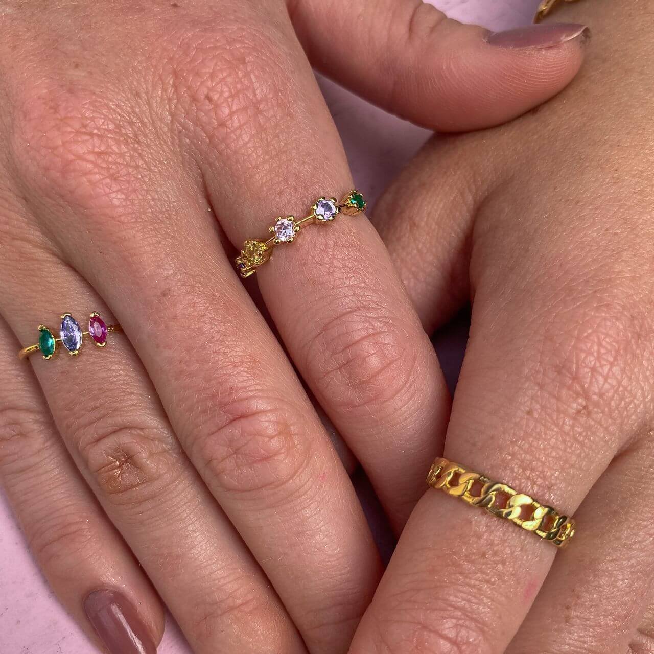 Anel Folheado a Ouro 18k Elo Groumet Dourado 3