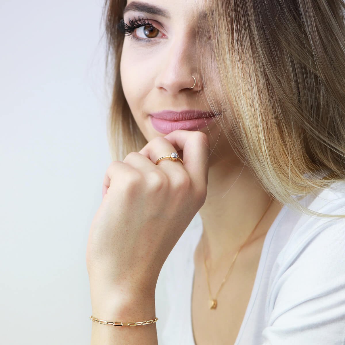 Anel Folheado a Ouro 18k Chuveirinho Zircônia Dourado 4