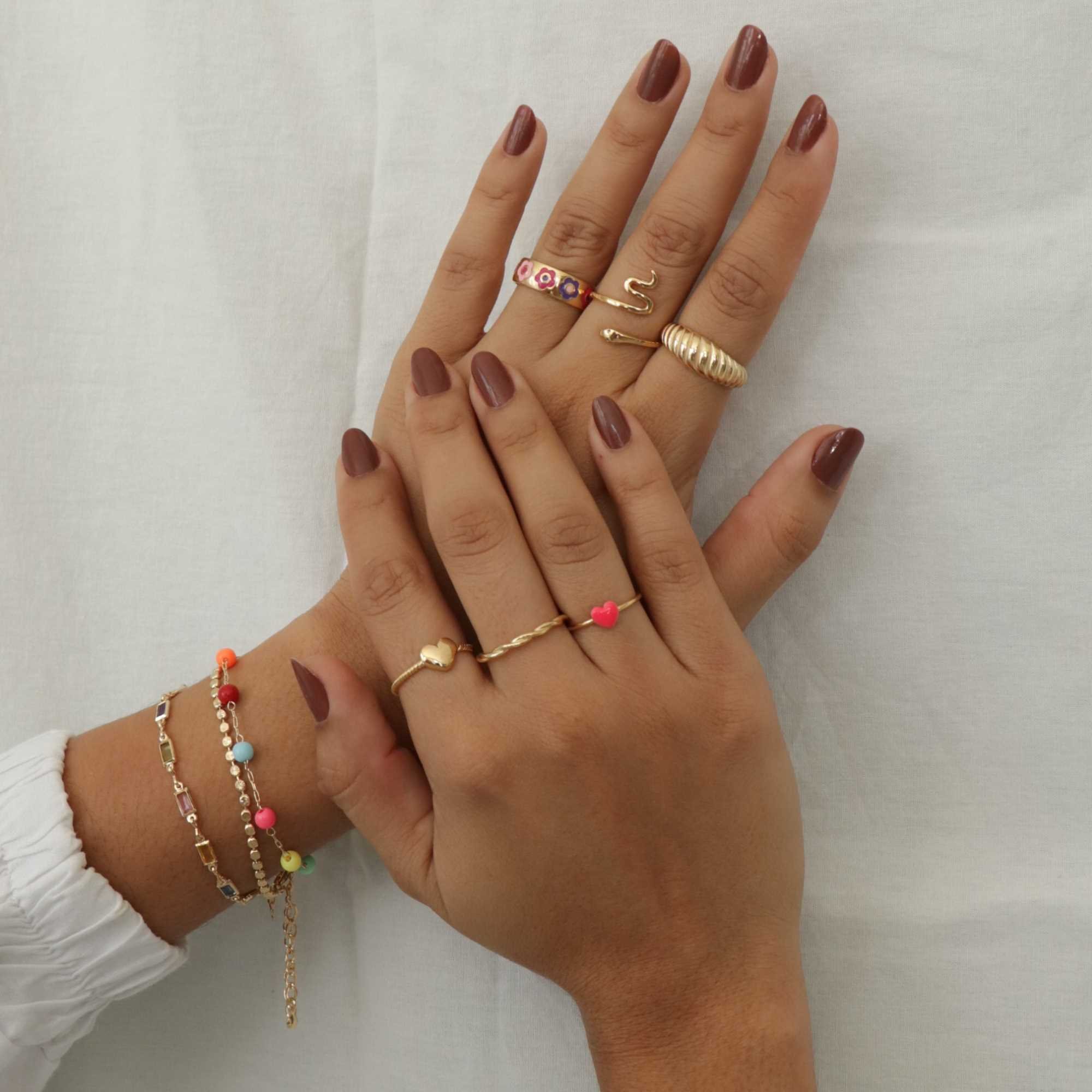 Anel Folheado a Ouro 18k Regulável Cobra Lisa Ouro 18k 4