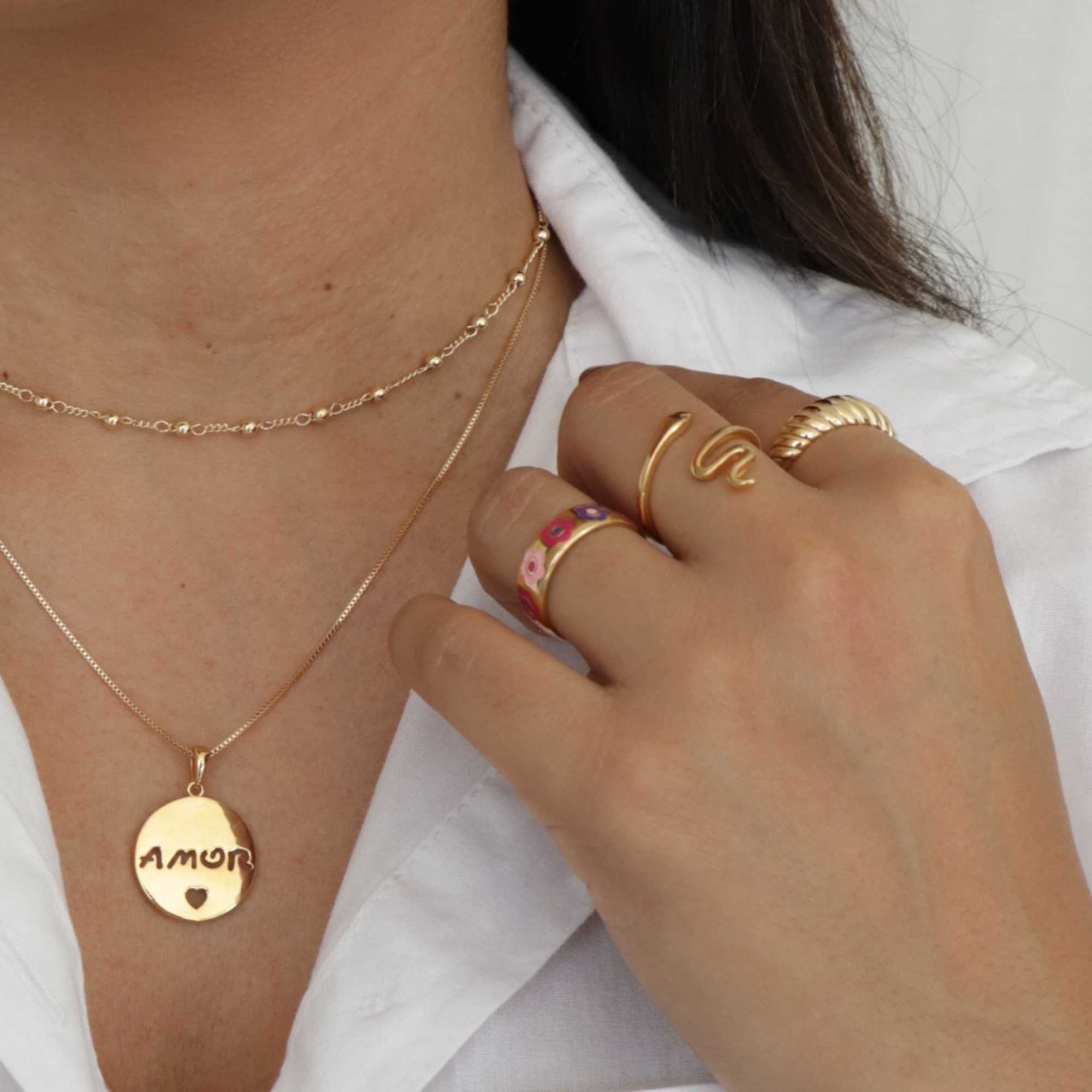 Anel Folheado a Ouro 18k Regulável Cobra Lisa Ouro 18k 5