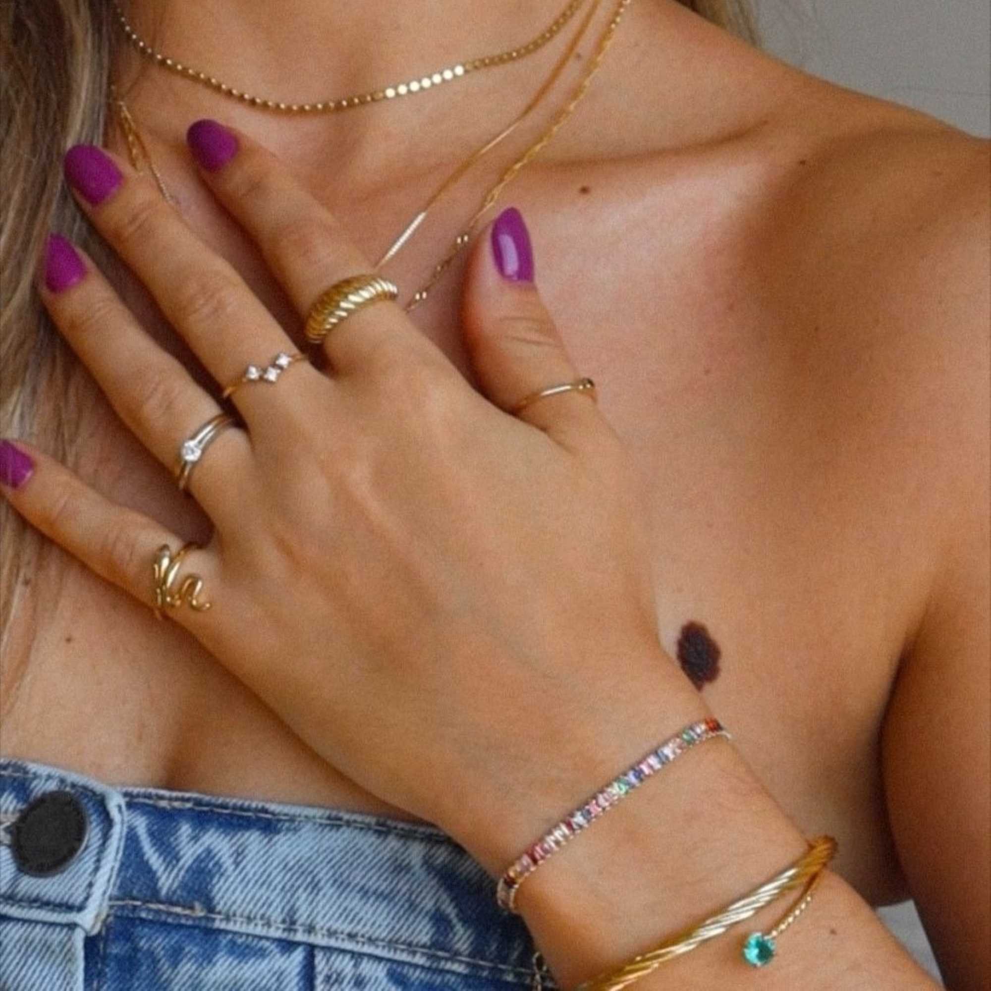 Anel Folheado a Ouro 18k Regulável Cobra Lisa Ouro 18k 6