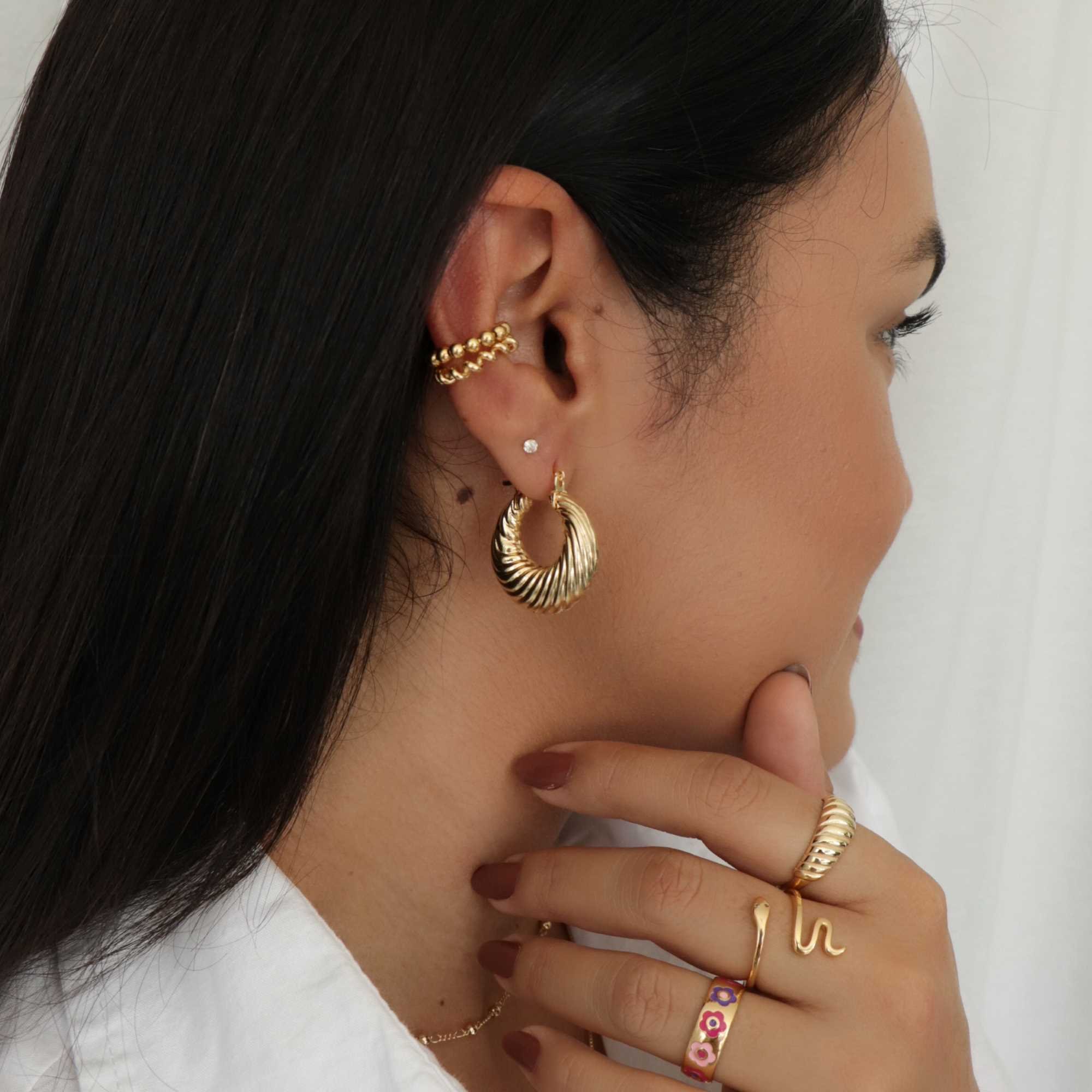 Anel Folheado a Ouro 18k Regulável Cobra Lisa Ouro 18k 7