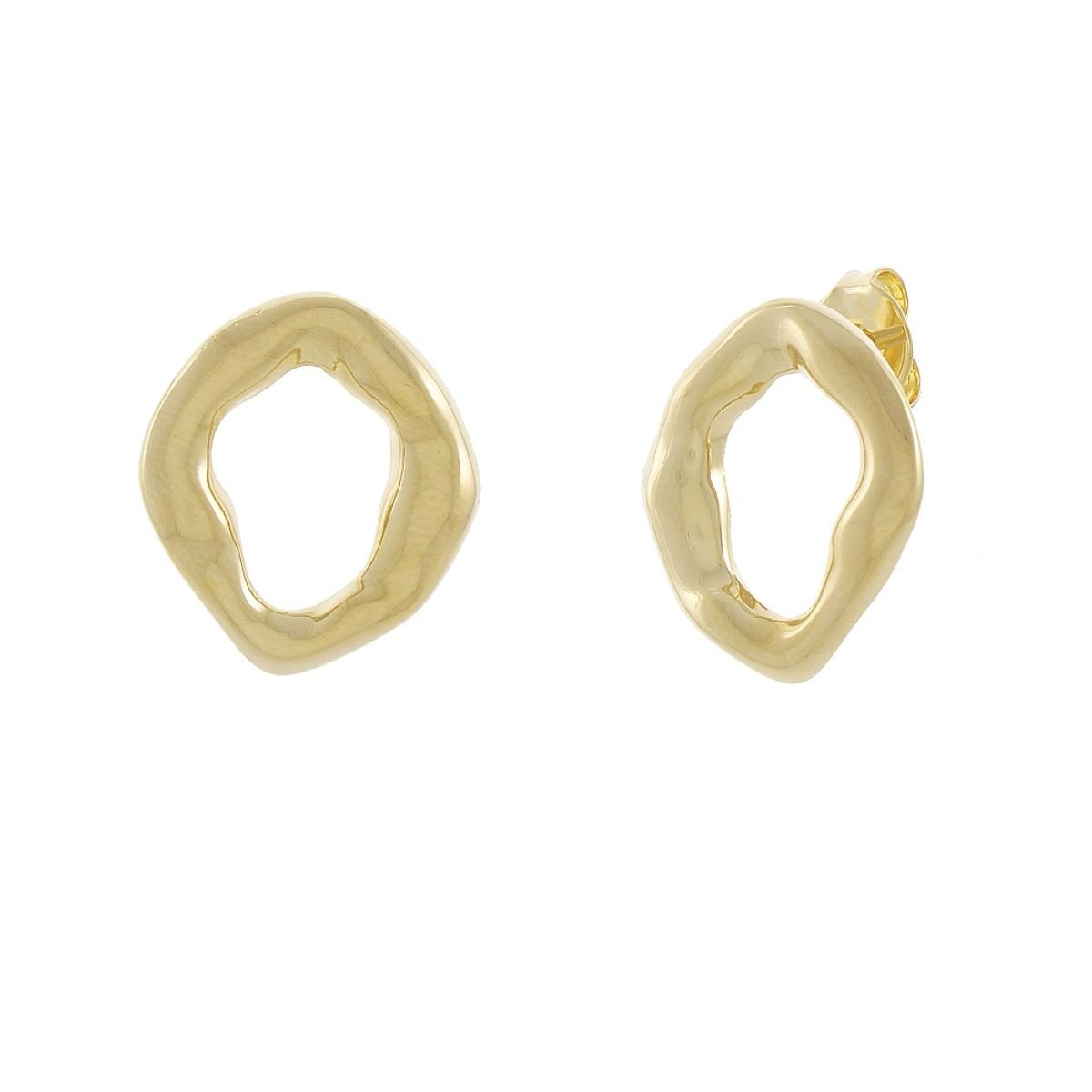 Brinco Folheado a Ouro 18k Orgânico Oval Vazado Fino M