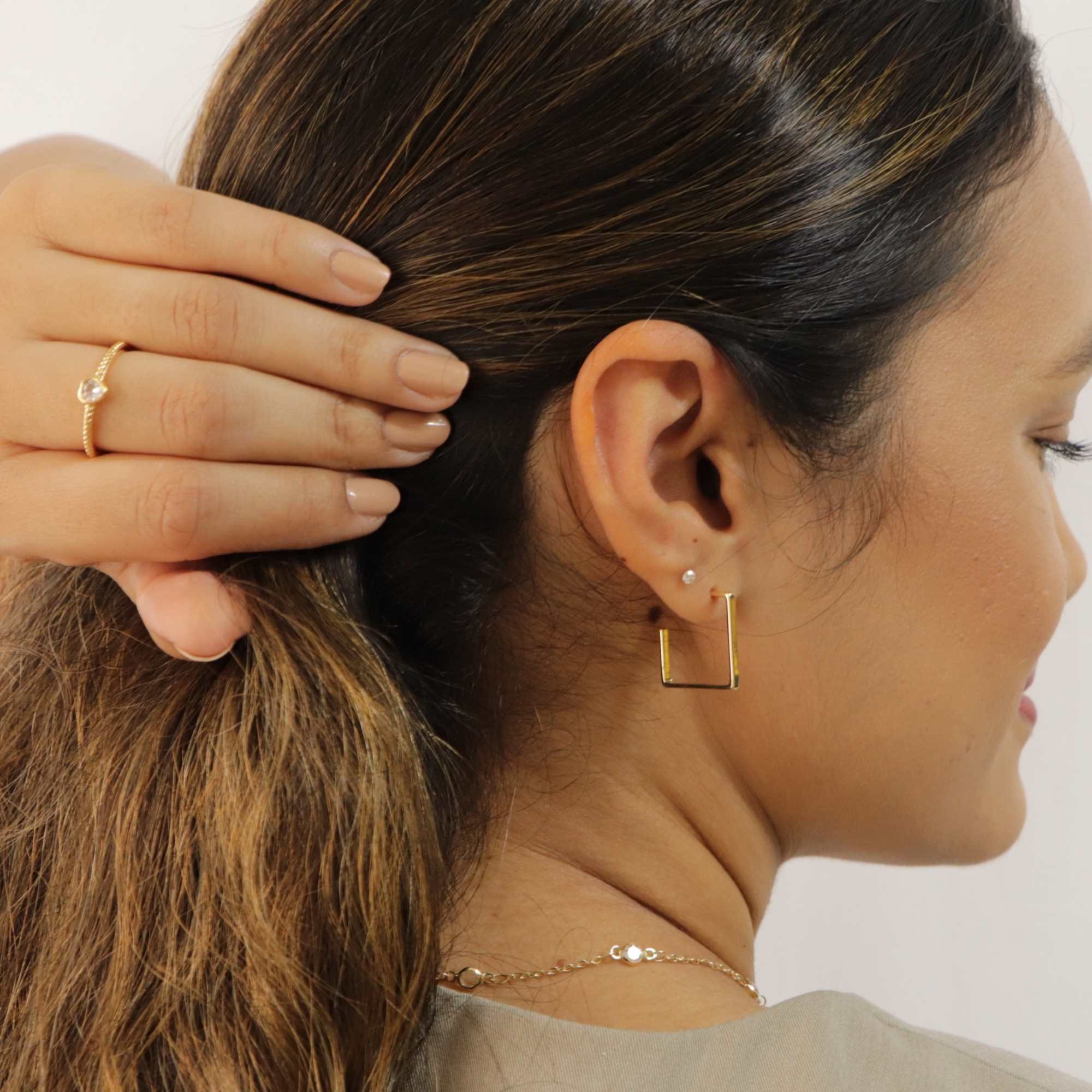 Anel Folheado a Ouro 18k Solitário Coração Zircônia Aro Gominhos P Dourado 3