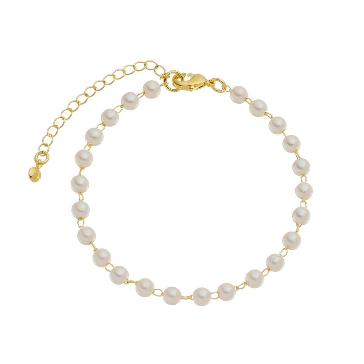 Kit Pulseira Pérolas Folheado a Ouro 18k + Embalagem de Presente Dourado 2