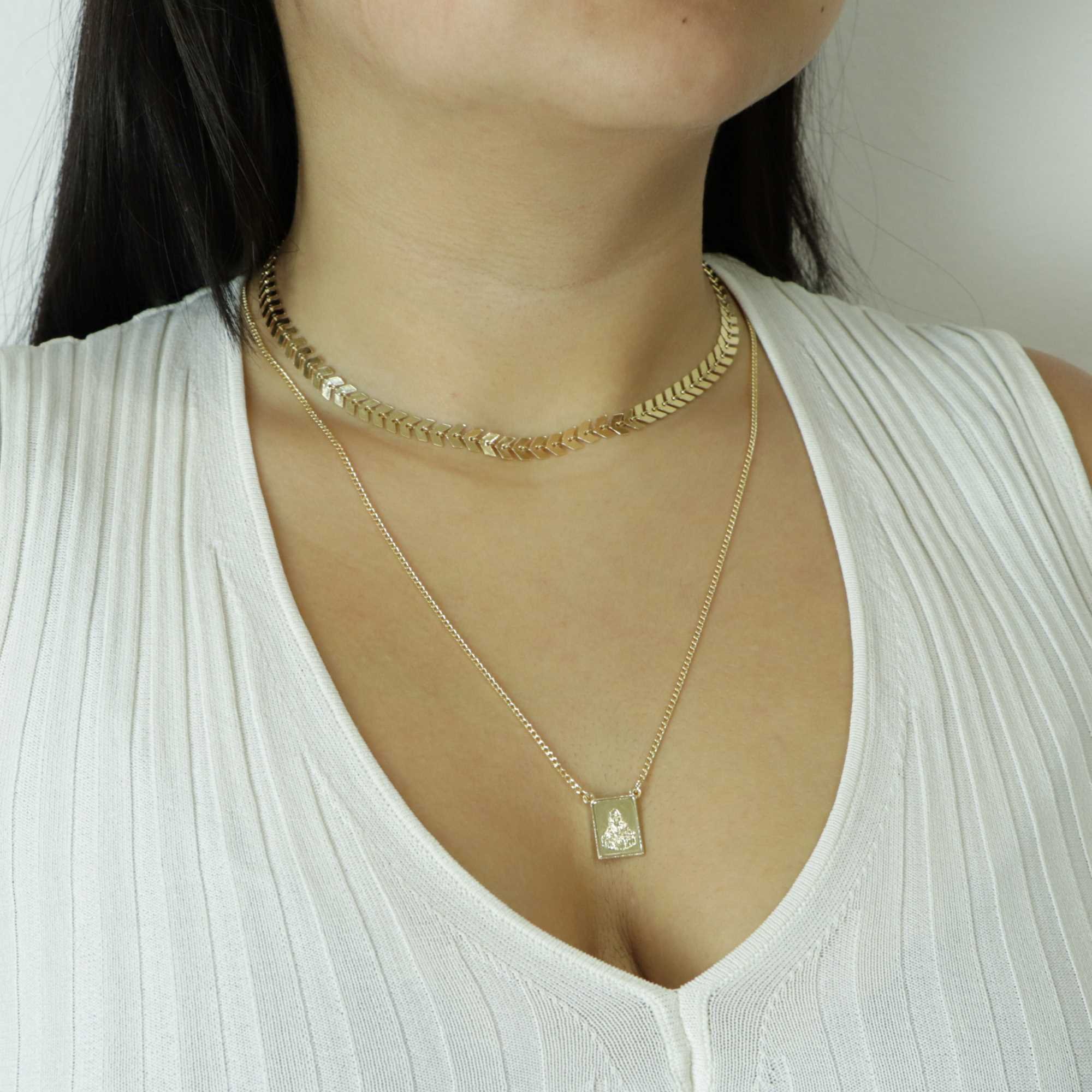 Choker Folheado a Ouro 18k Folhas Lisas Dourado 4