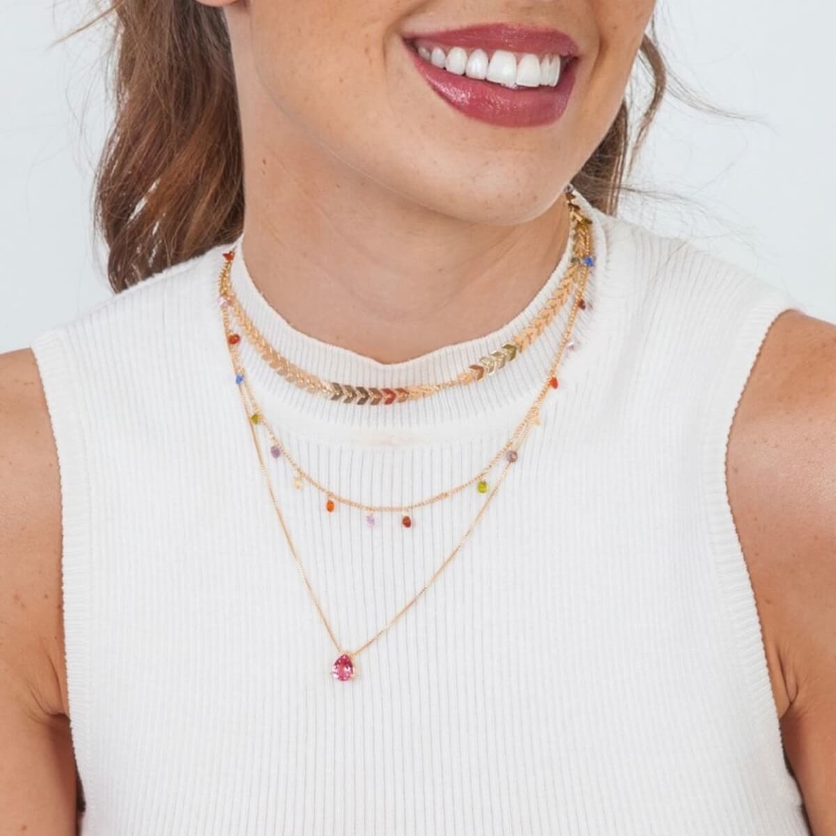 Choker Folheado a Ouro 18k Folhas Lisas Dourado 5