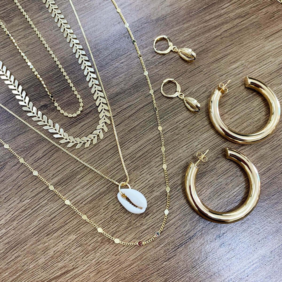 Choker Folheado a Ouro 18k Folhas Lisas Dourado 7