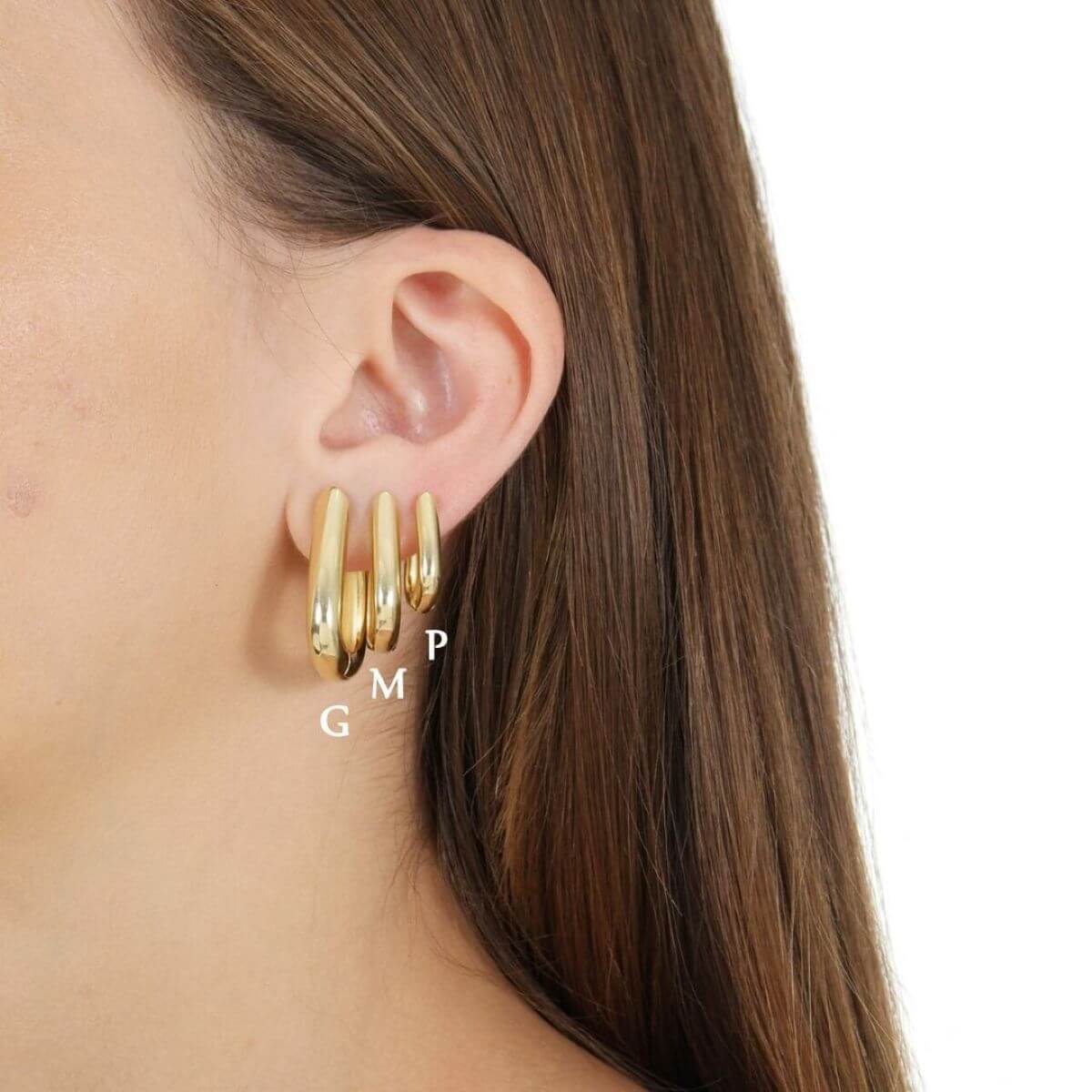 Argola Folheado a Ouro 18k Tranqueta Triangular Lisa G Dourado 2
