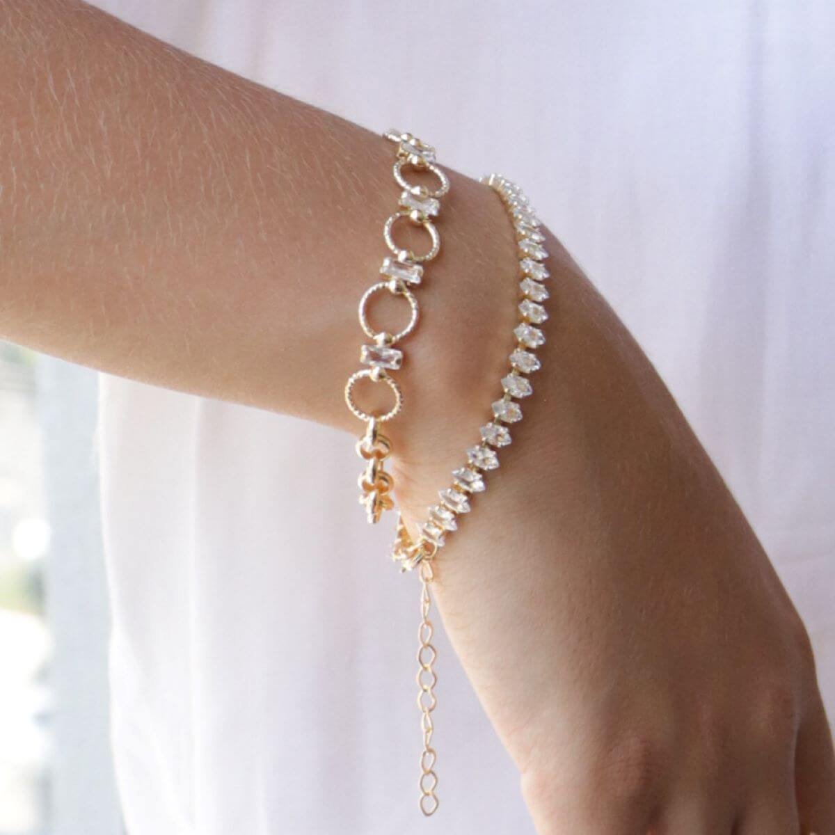 Pulseira Folheado a Ouro 18k Riviera Zircônia Navete Dourado 2