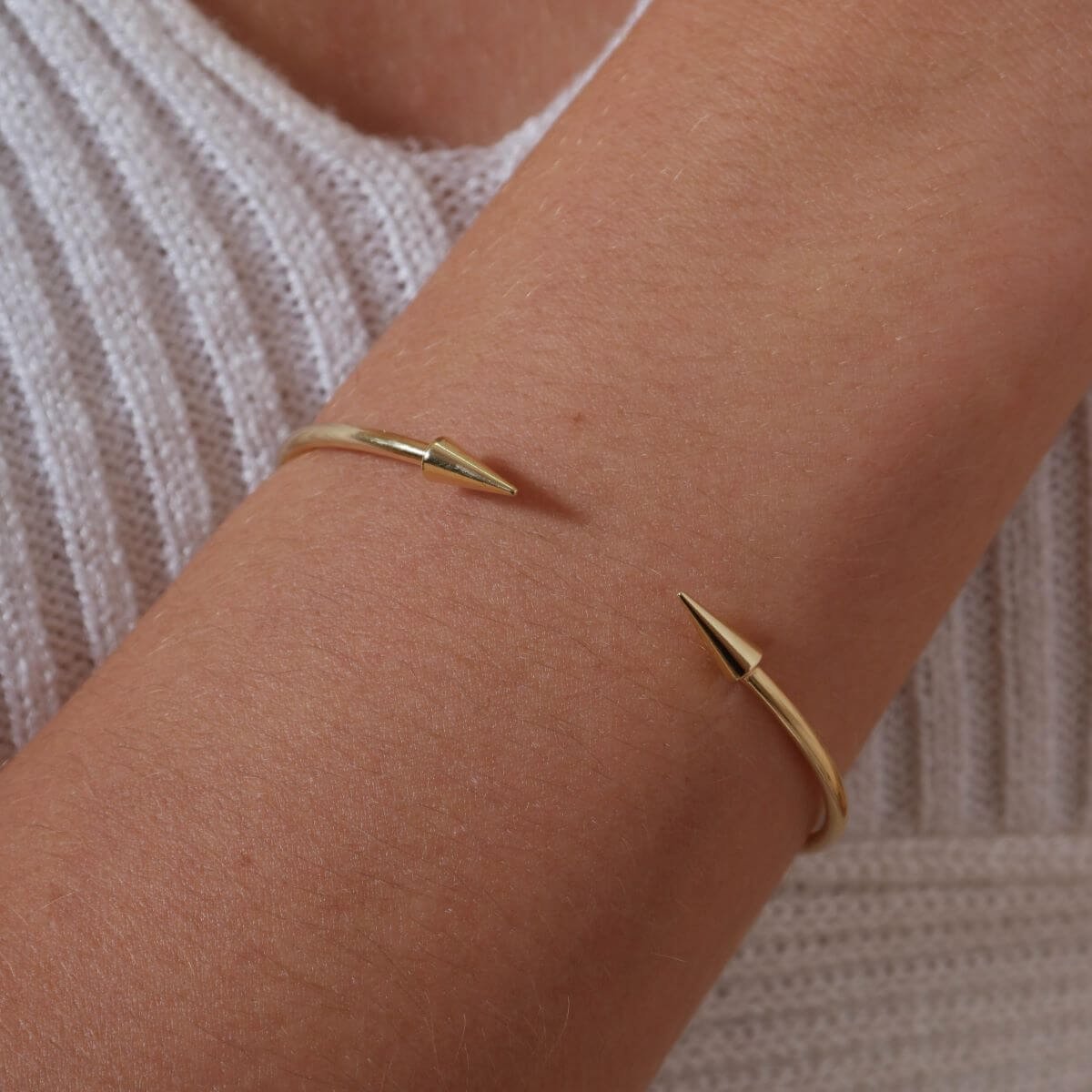 Bracelete Folheado Ouro 18k Regulável Liso Spikes Dourado 2