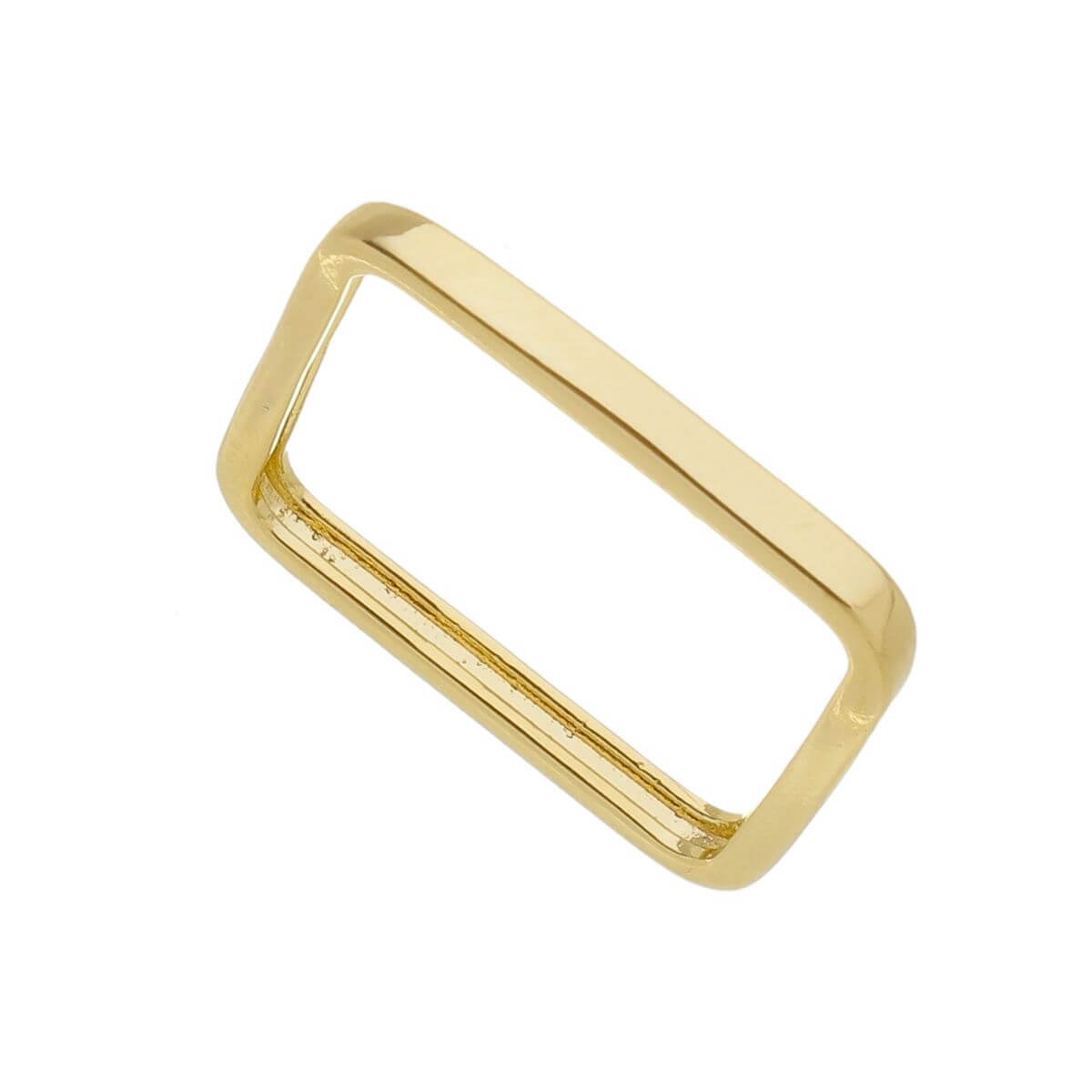 Anel Folheada a Ouro 18k Aro Quadrado Liso Dourado 1