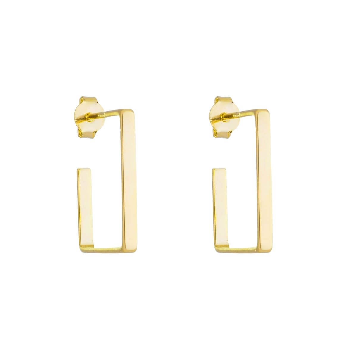 Brinco Folheado a Ouro 18k Argola Quadrada Fina P Dourado 1