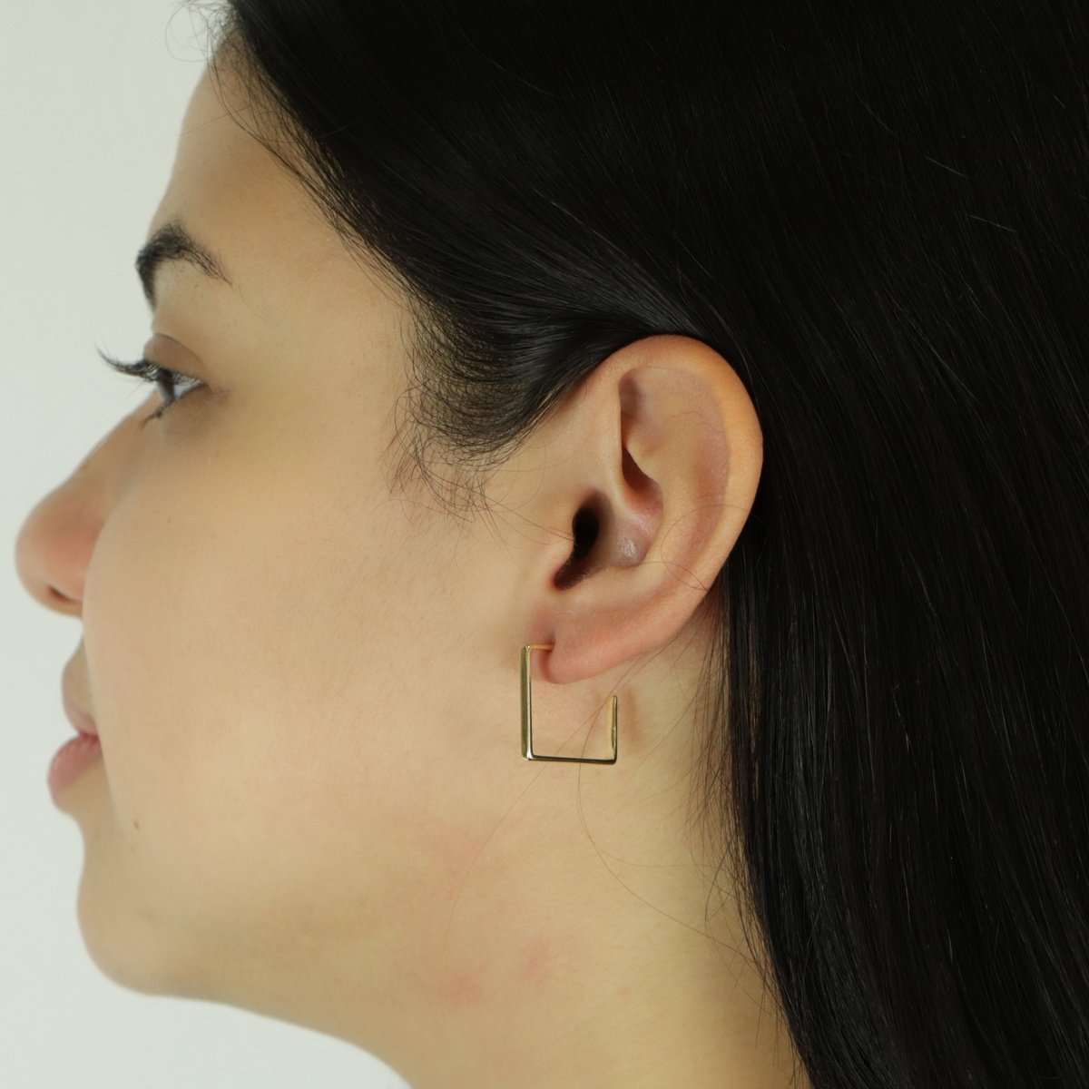 Brinco Folheado a Ouro 18k Argola Quadrada Fina P Dourado 3