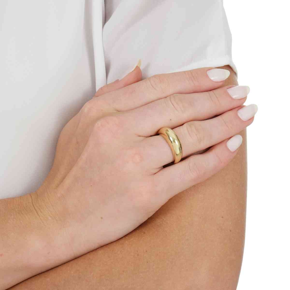 Anel Folheado a Ouro 18k Orgânico Abaulado Dourado 2