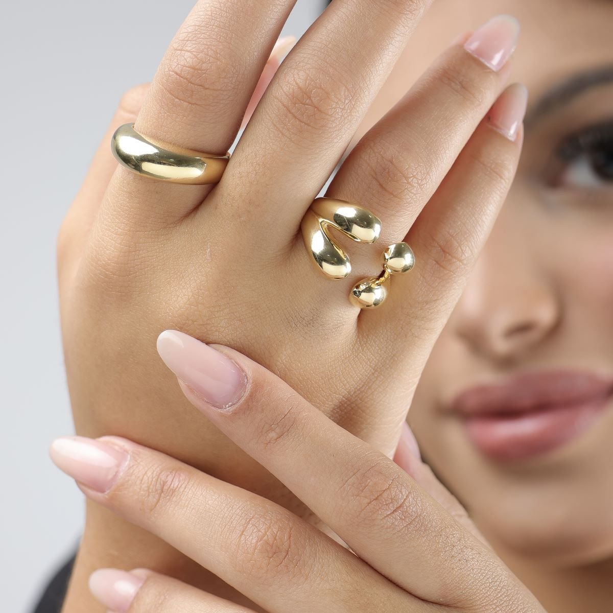 Anel Folheado a Ouro 18k Orgânico Abaulado Dourado 3
