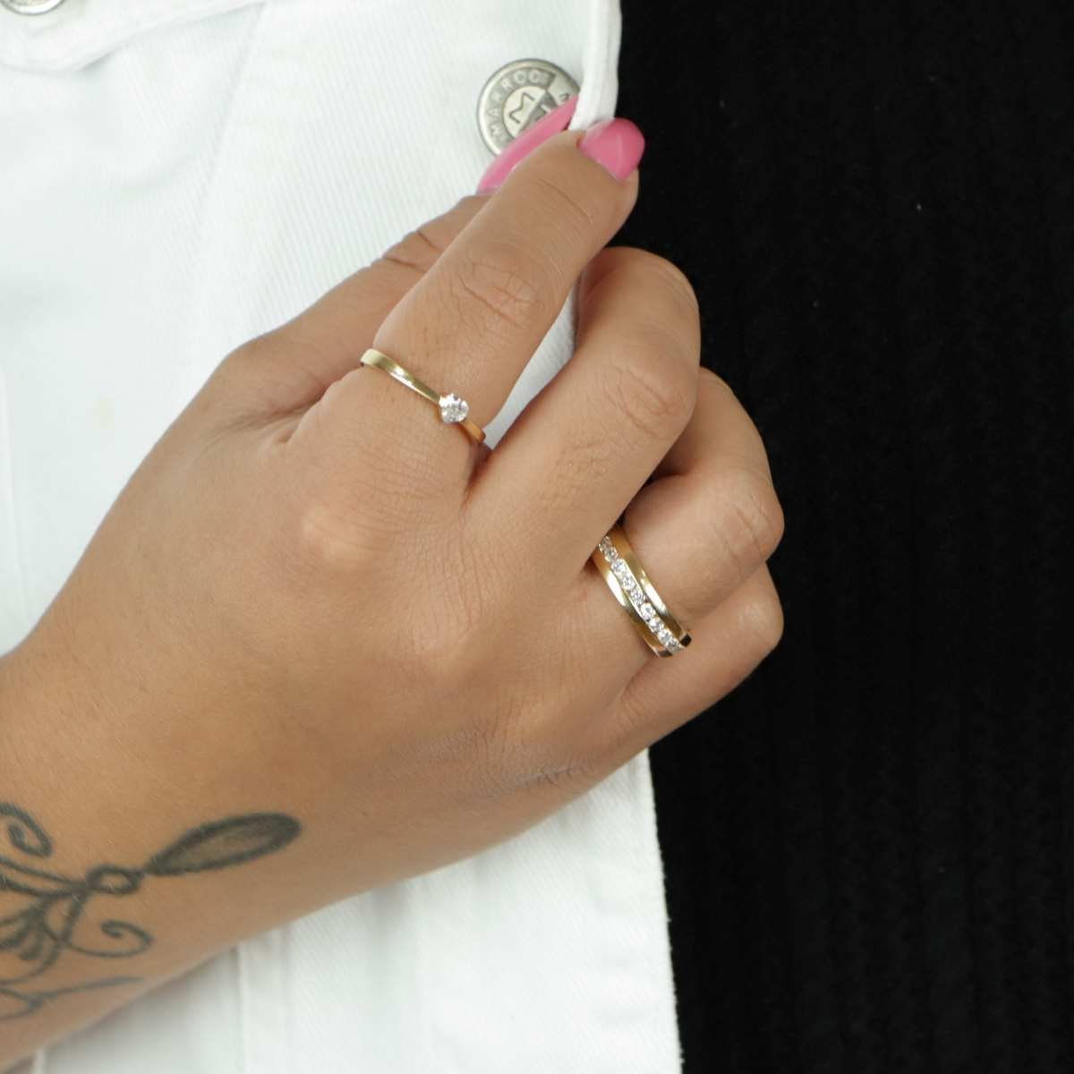 Anel Folheado a Ouro 18k Aro Grosso Zircônias Dourado 2