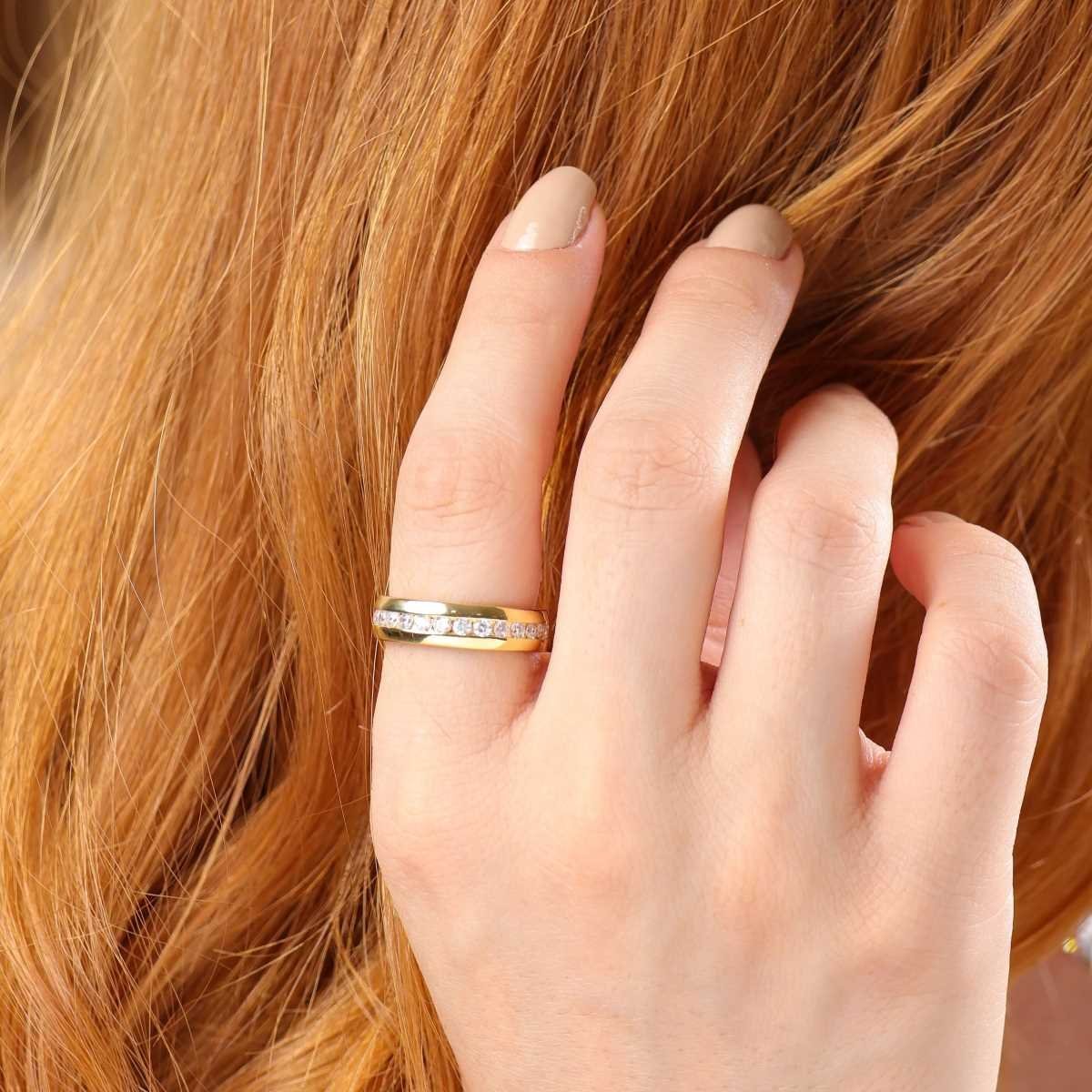 Anel Folheado a Ouro 18k Aro Grosso Zircônias Dourado 3