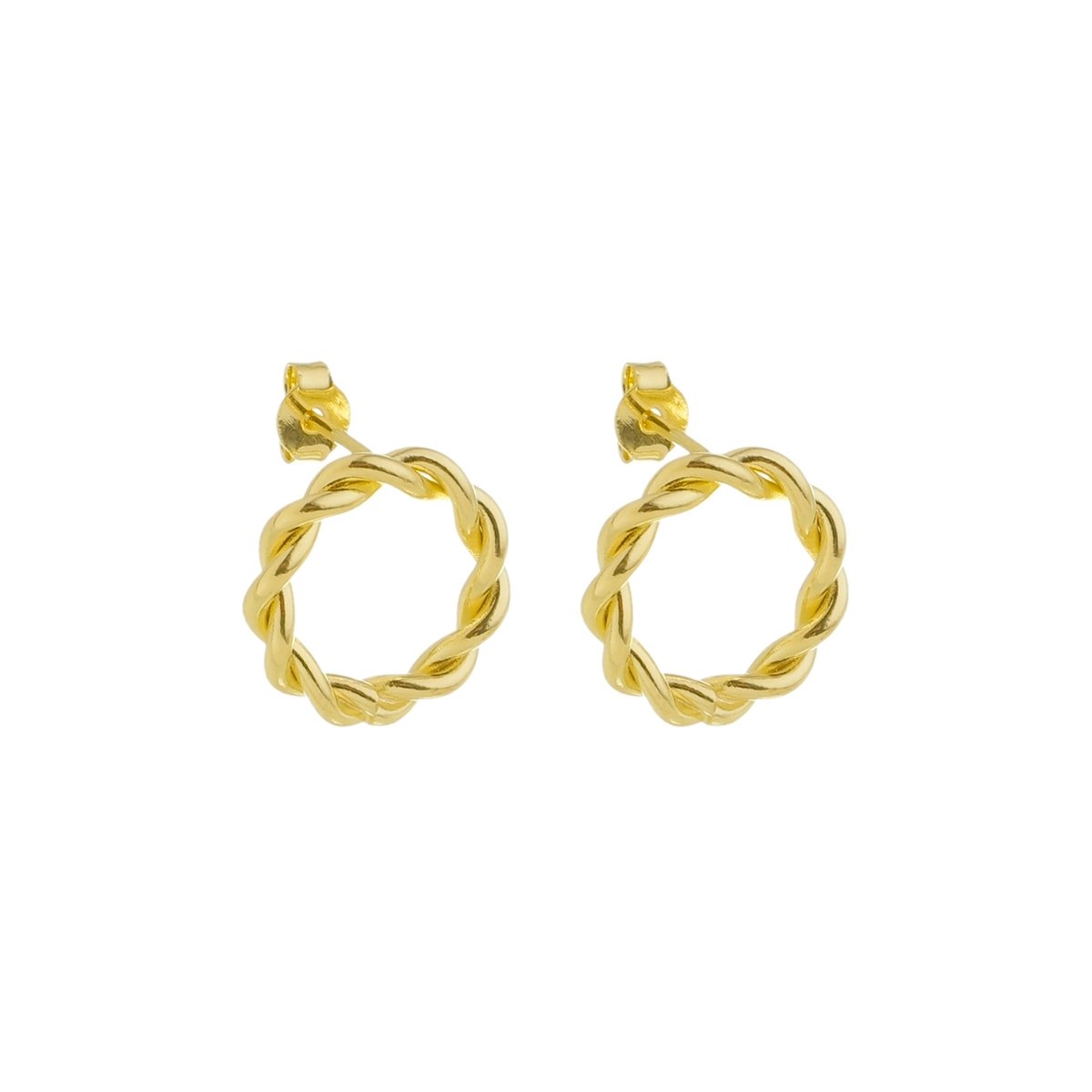 Brinco Folheado a Ouro 18k Círculo Entrelaçado M Ouro 18k 2