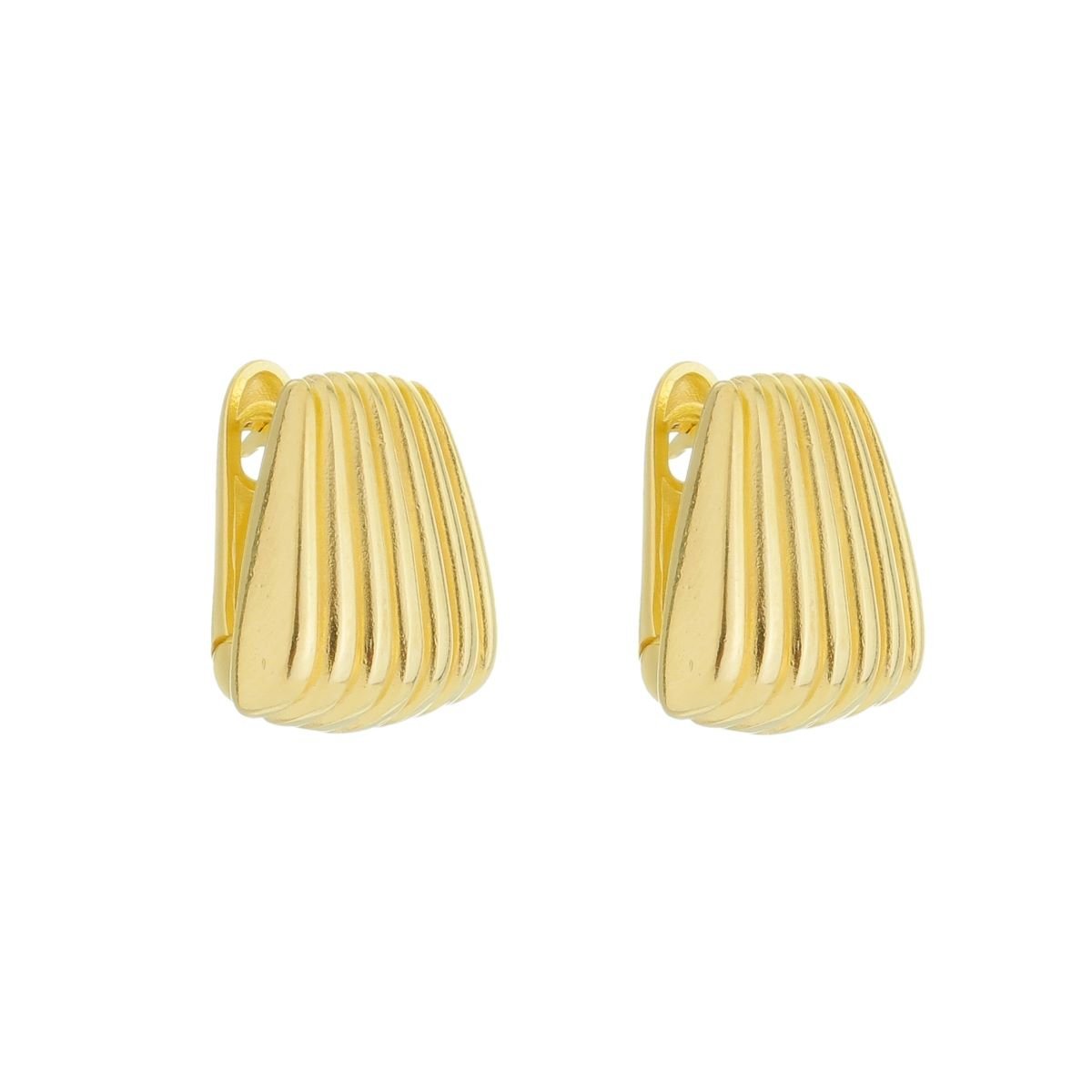 Brinco Folheado a Ouro 18k Meia Argola Linhas Dourado 1