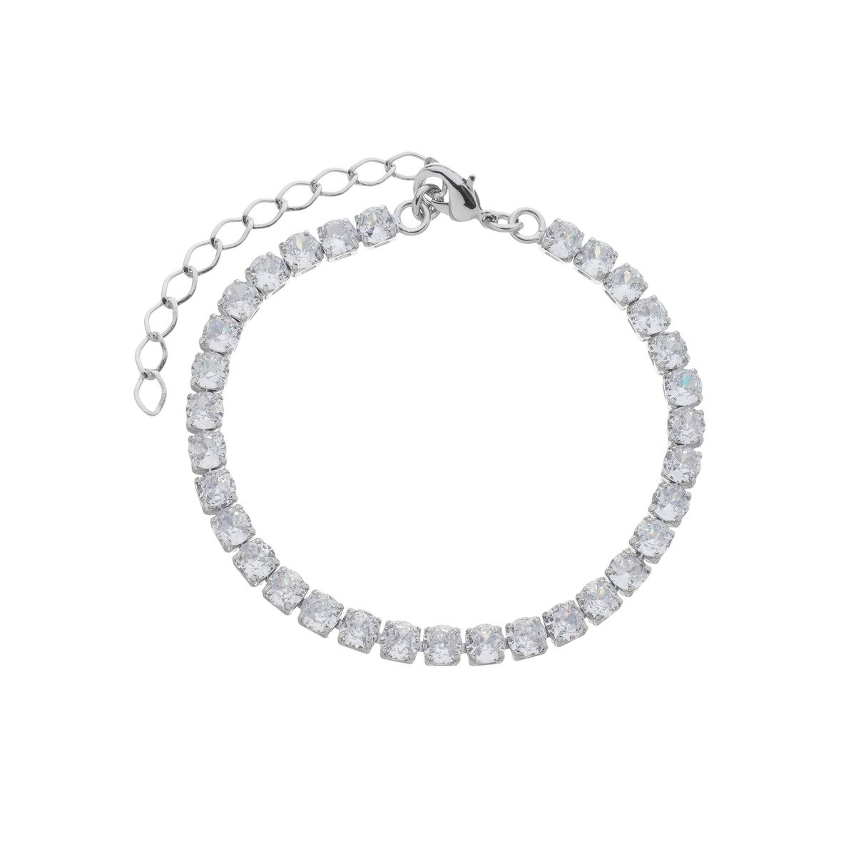 Pulseira Folheado a Ródio Riviera Zircônia G 4mm Prata 1