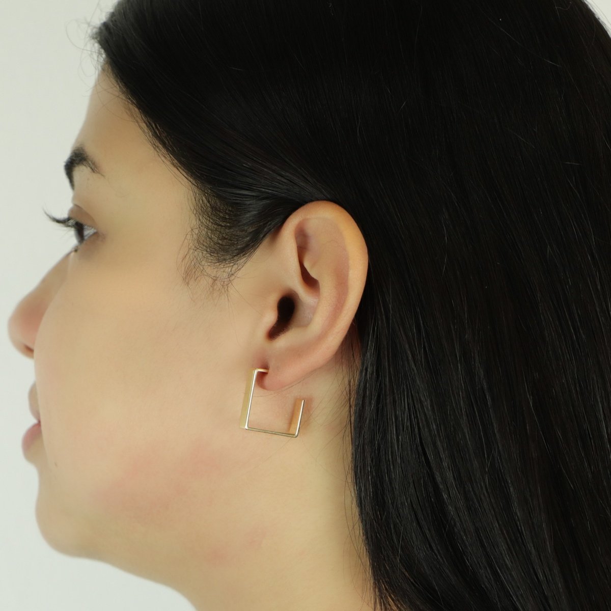 Brinco Folheado a Ouro 18k Argola Quadrada Grossa P Dourado 3