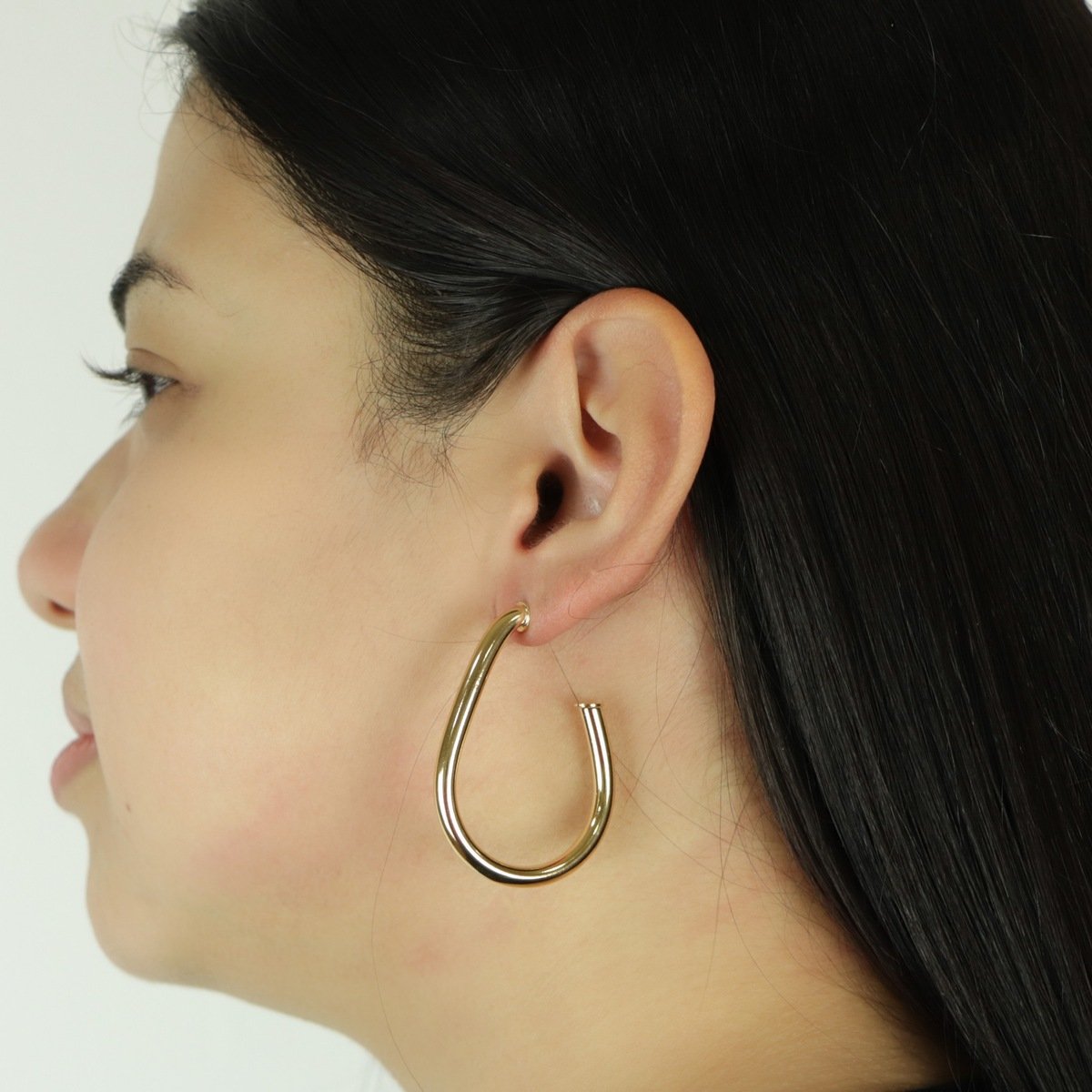 Argola Folheado a Ouro 18k Tubo Gota Lisa Ouro 18K 3