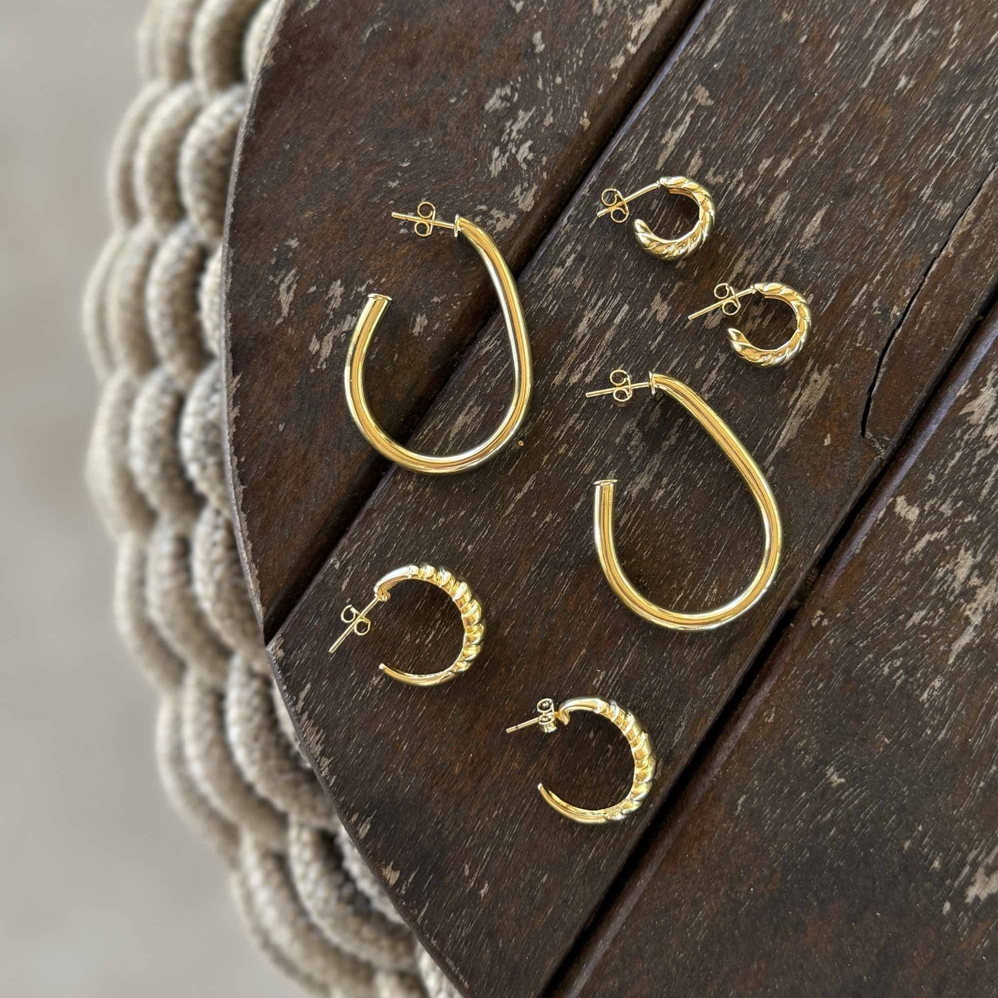 Argola Folheado a Ouro 18k Tubo Gota Lisa Ouro 18K 5