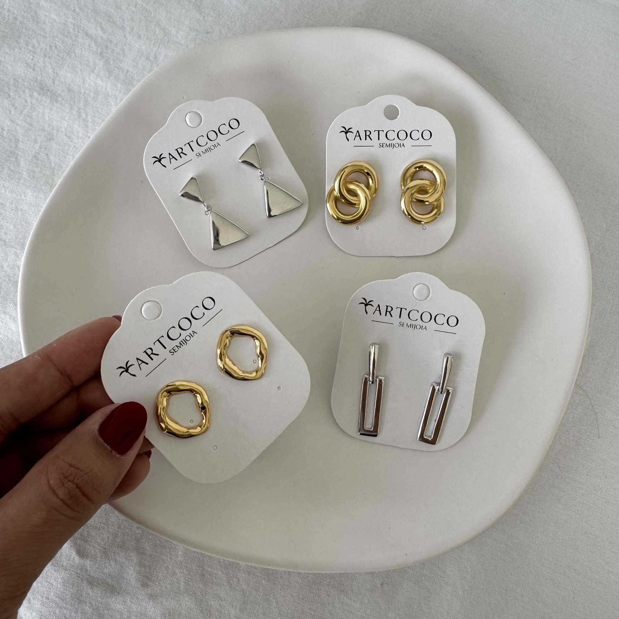 Brinco Folheado a Ouro 18k Dupla Argola Lisa M Dourado 3