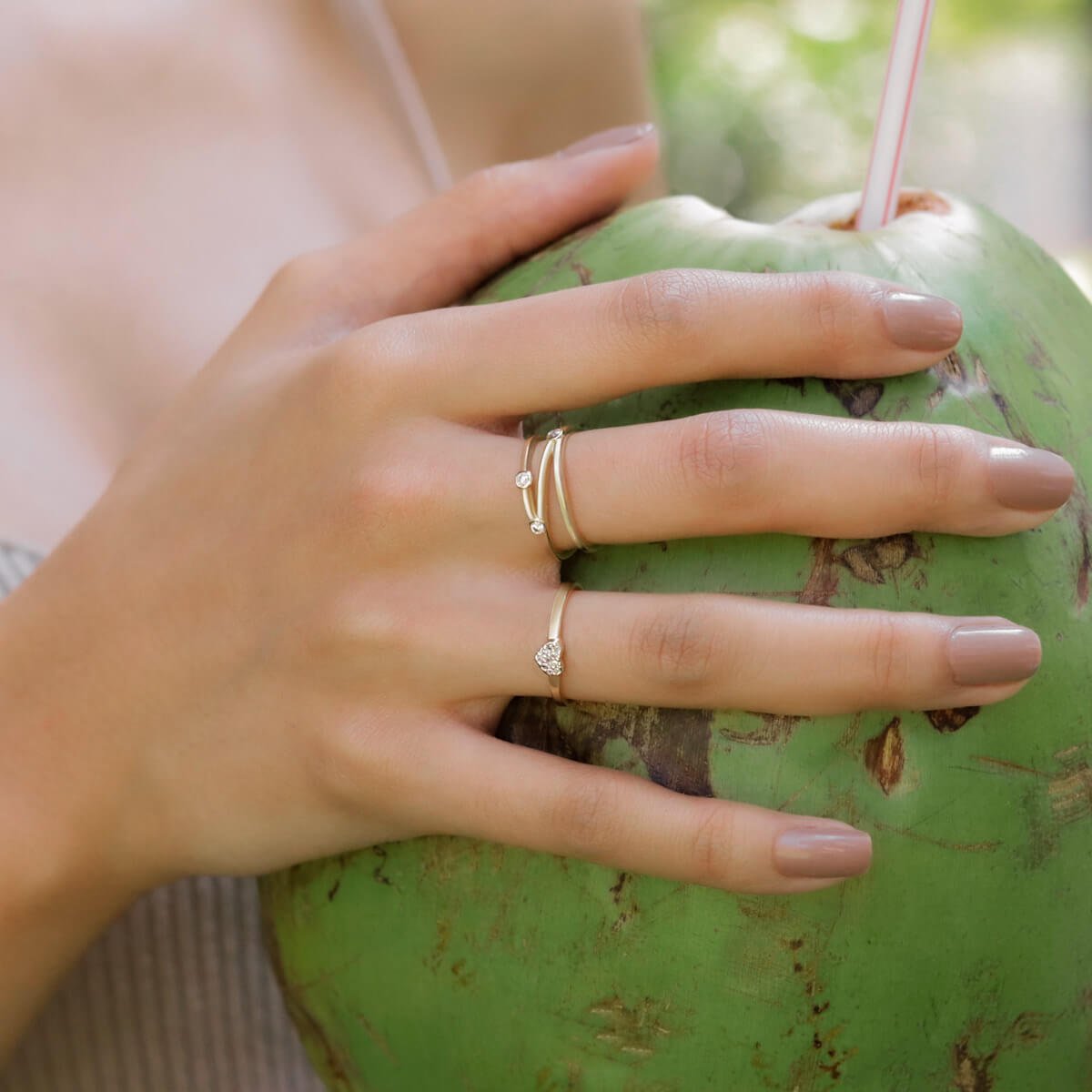 Anel Folheado a Ouro 18k Coração Cravejado P Dourado 2