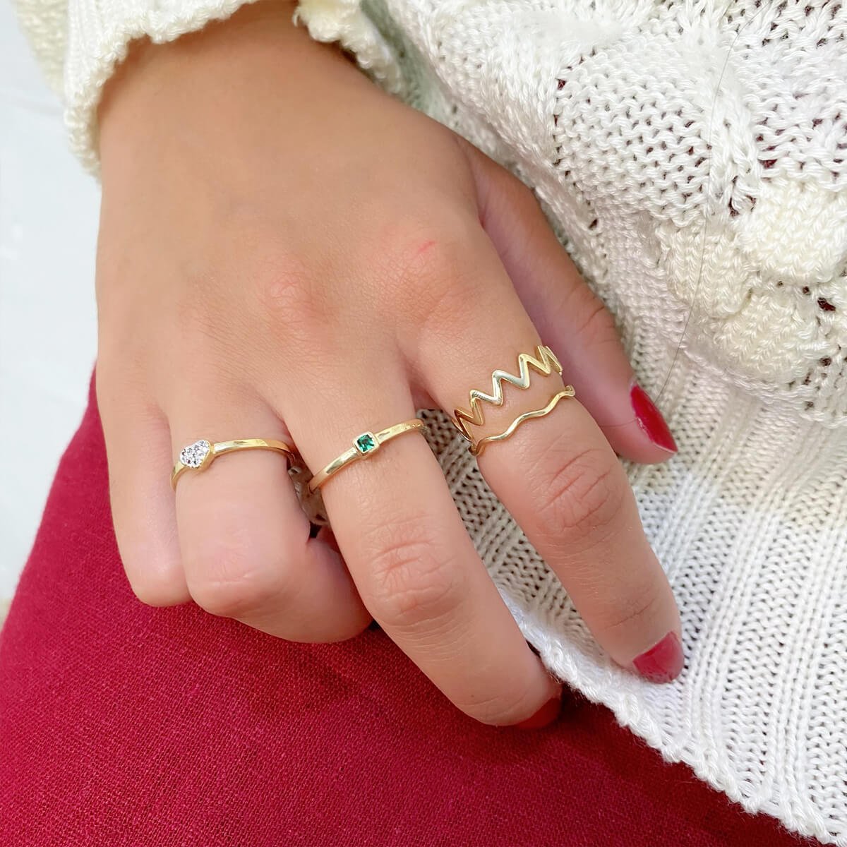 Anel Folheado a Ouro 18k Coração Cravejado P Dourado 3