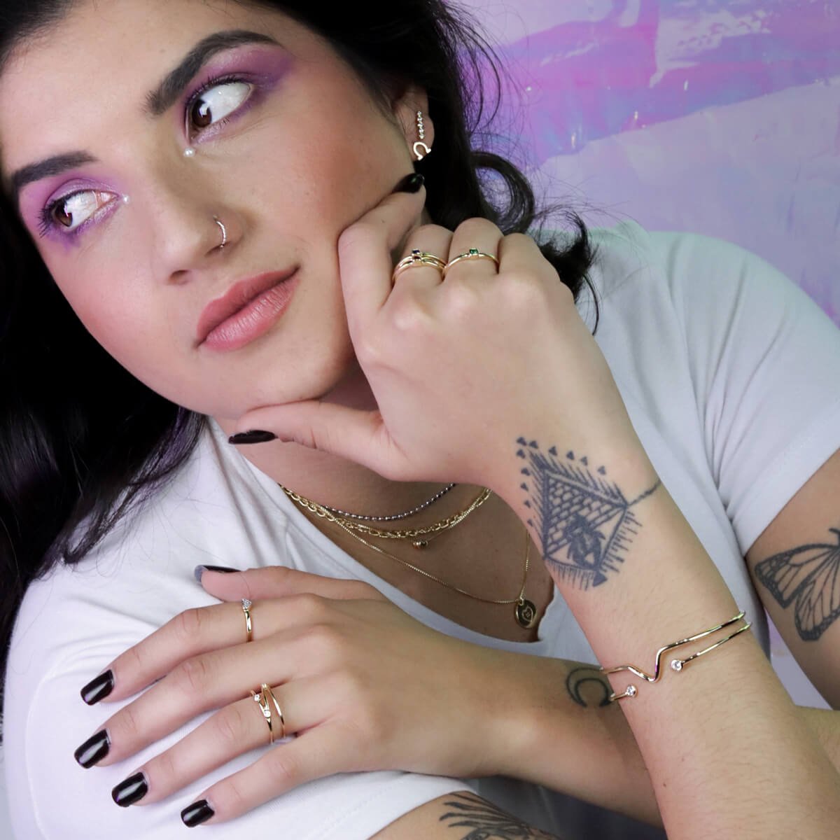 Anel Folheado a Ouro 18k Coração Cravejado P Dourado 4