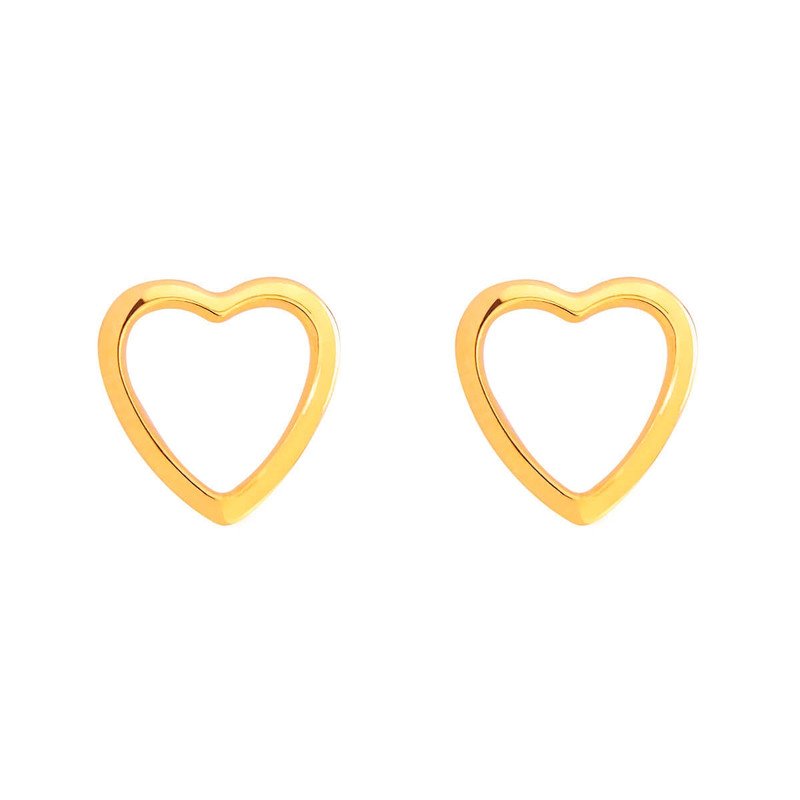 Kit Brinco Ponto de Luz e Coração Vazado Folheado a Ouro 18k + Embalagem de Presente Dourado 2