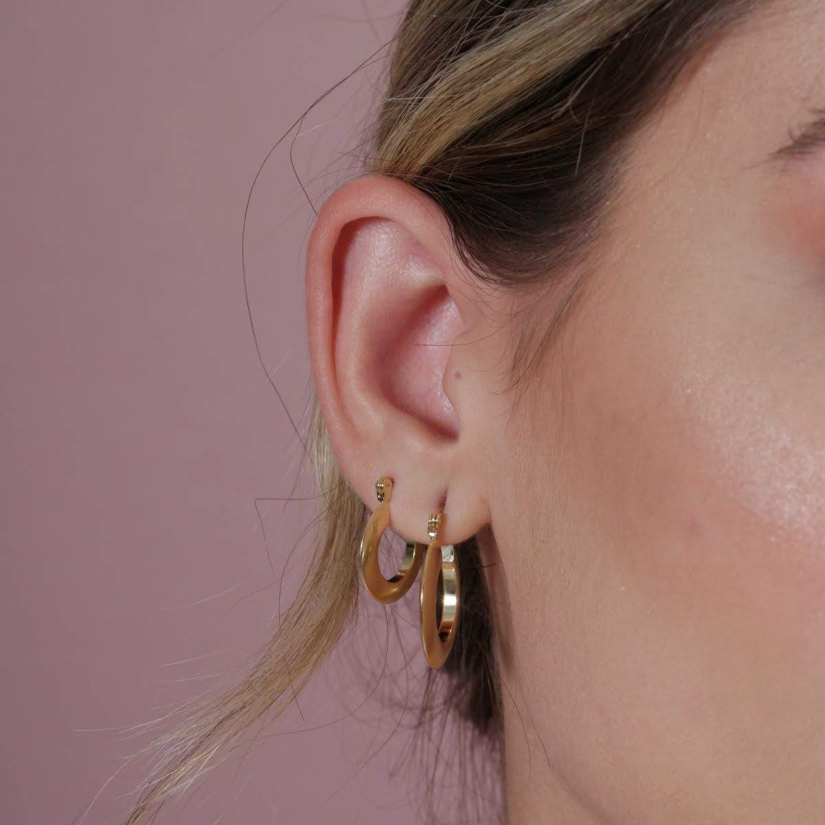 Argola Folheada a Ouro 18k Disco P Ouro 18k 3