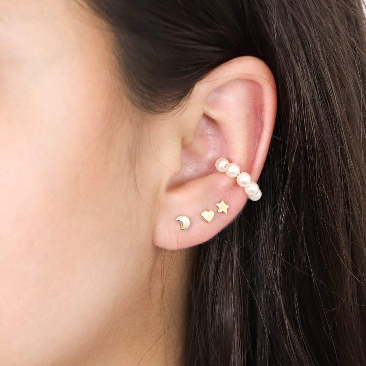 Brinco Folheado a Ouro 18k Lua Lisa PP Dourado 2