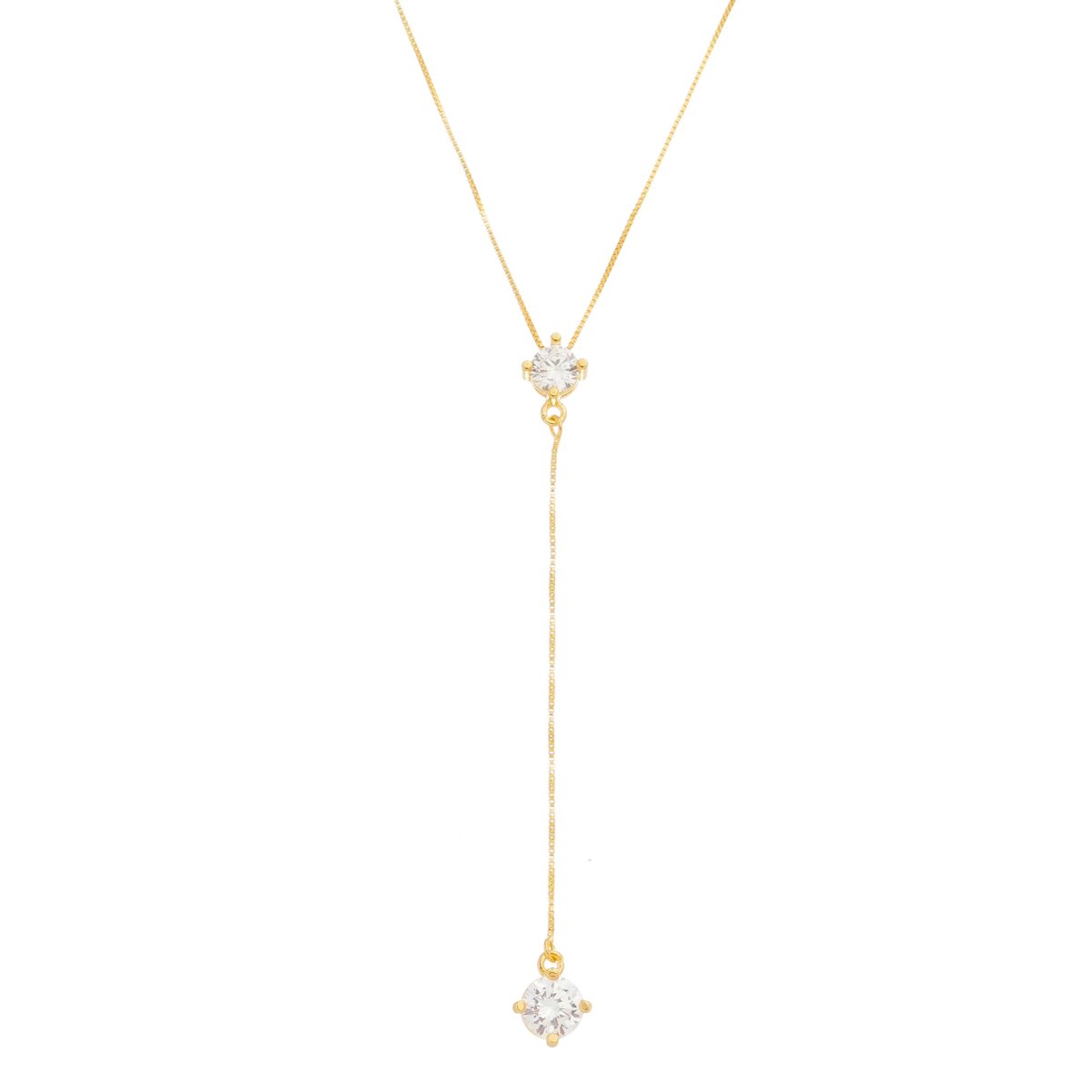 Colar Gravatinha Folheado a Ouro 18k Duplo Ponto de Luz