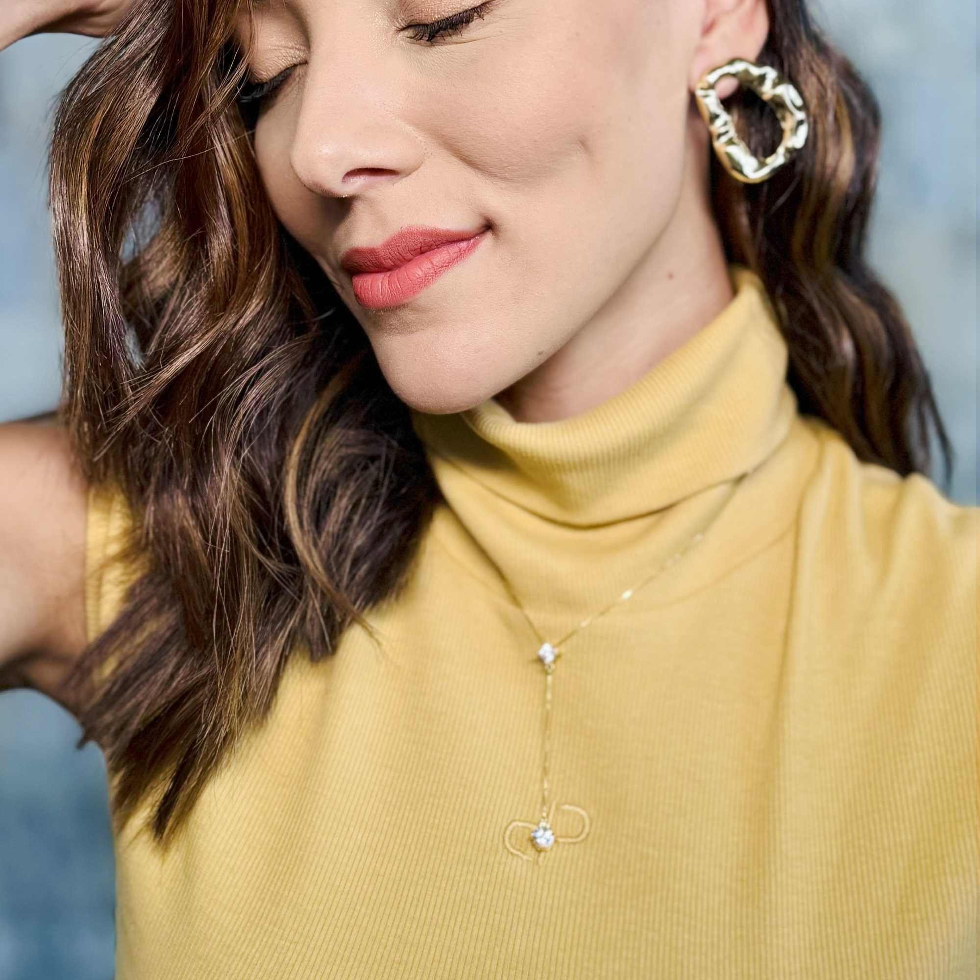 Colar Gravatinha Folheado a Ouro 18k Duplo Ponto de Luz Ouro 18k 3